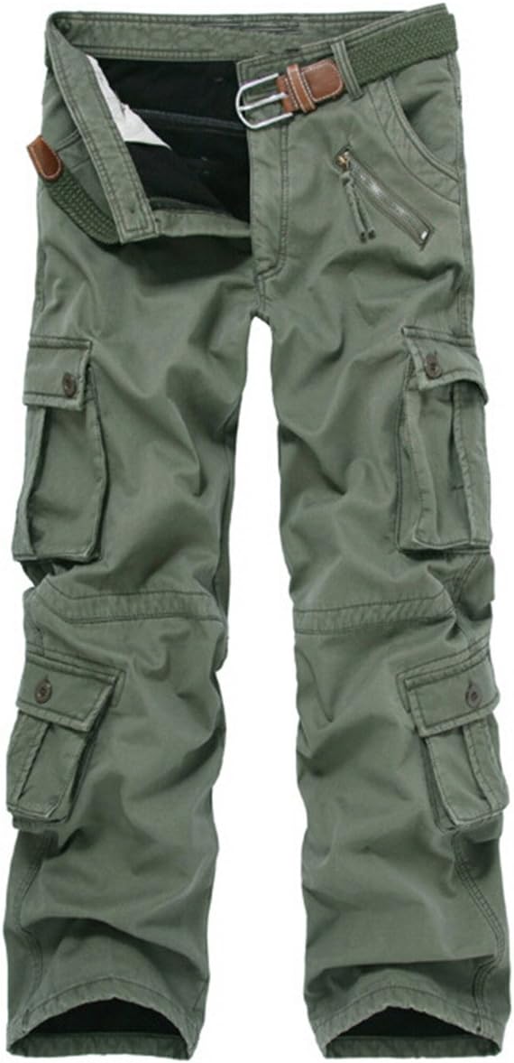 Men's Winter Fleece Lined Military Cargo Pants Casual Outdoor Pants