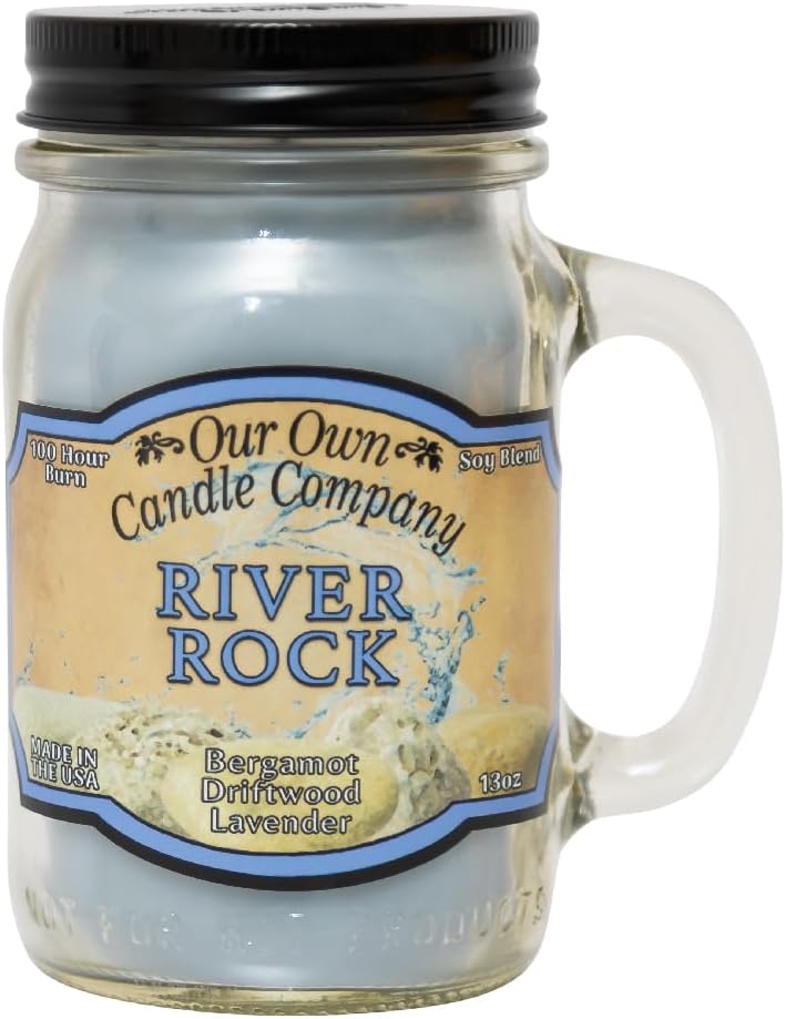 Balsam Pine Scented Mason Jar Candle, Our Own Candle Company, 13 oz | Clean, fresh Balsam-pine-tree scent; soy blend wax; lead-free wick with patented straightener; long lasting