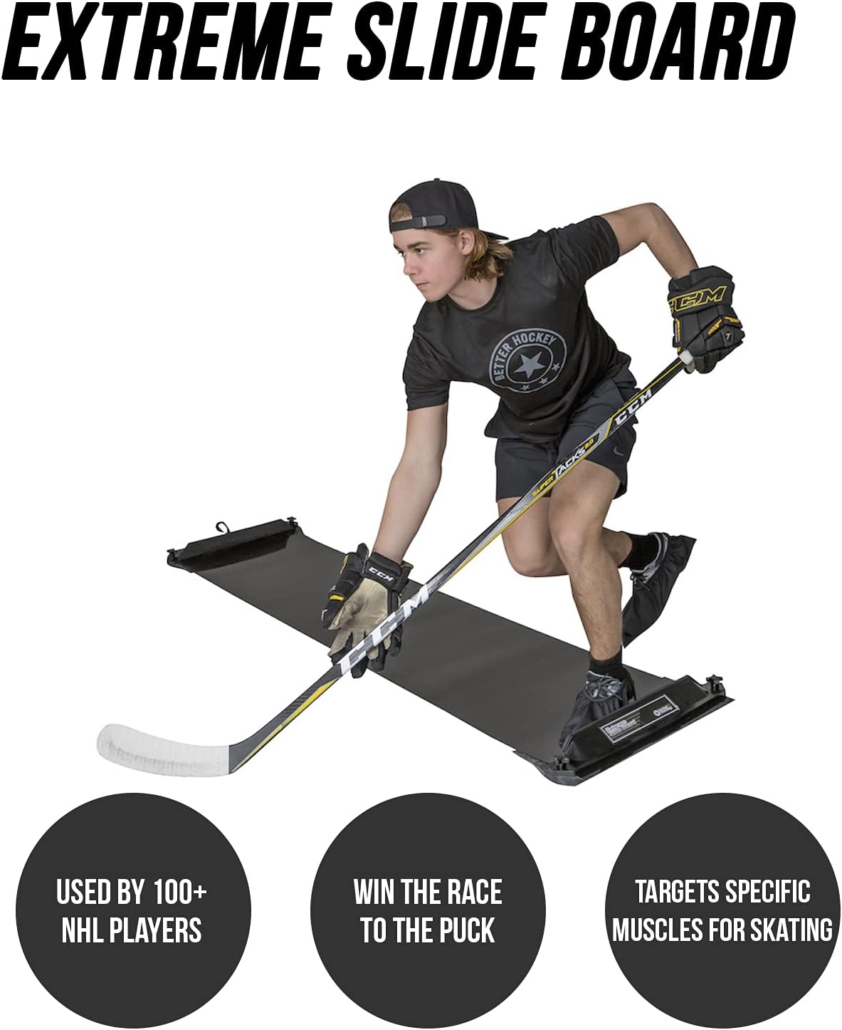 Better Hockey Extreme Slide Board - Portable IceHockey Training Aid, For Stamina, Endurance, Strength, Agility and Speed - Used by the Pros