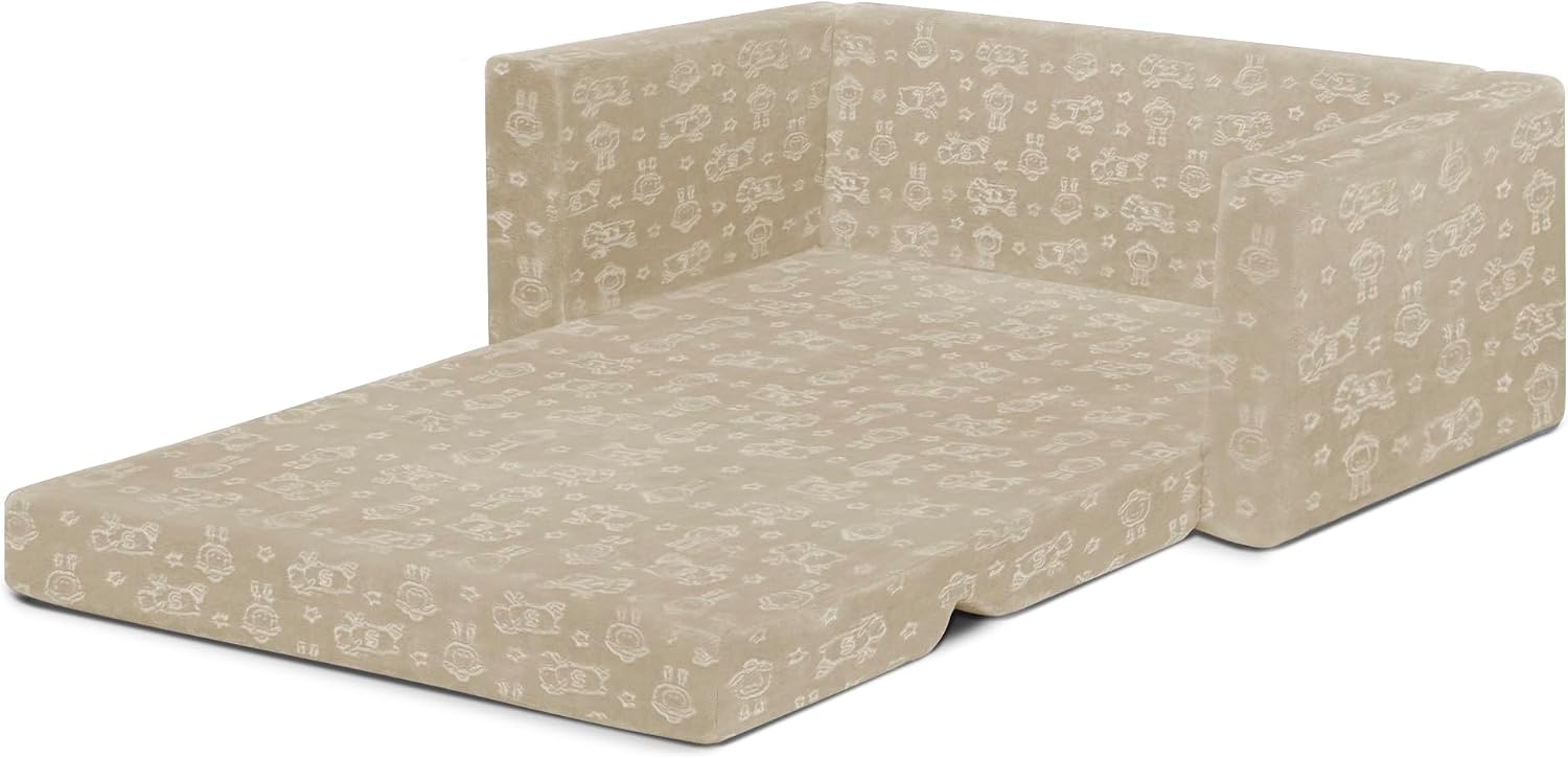 Delta Children - Serta Perfect Sleeper Kids 2-Seater Sofa, Convertible 2-in-1 Flip Open Toddler Couch Sleeper, Foam Chair for Playroom & Bedroom