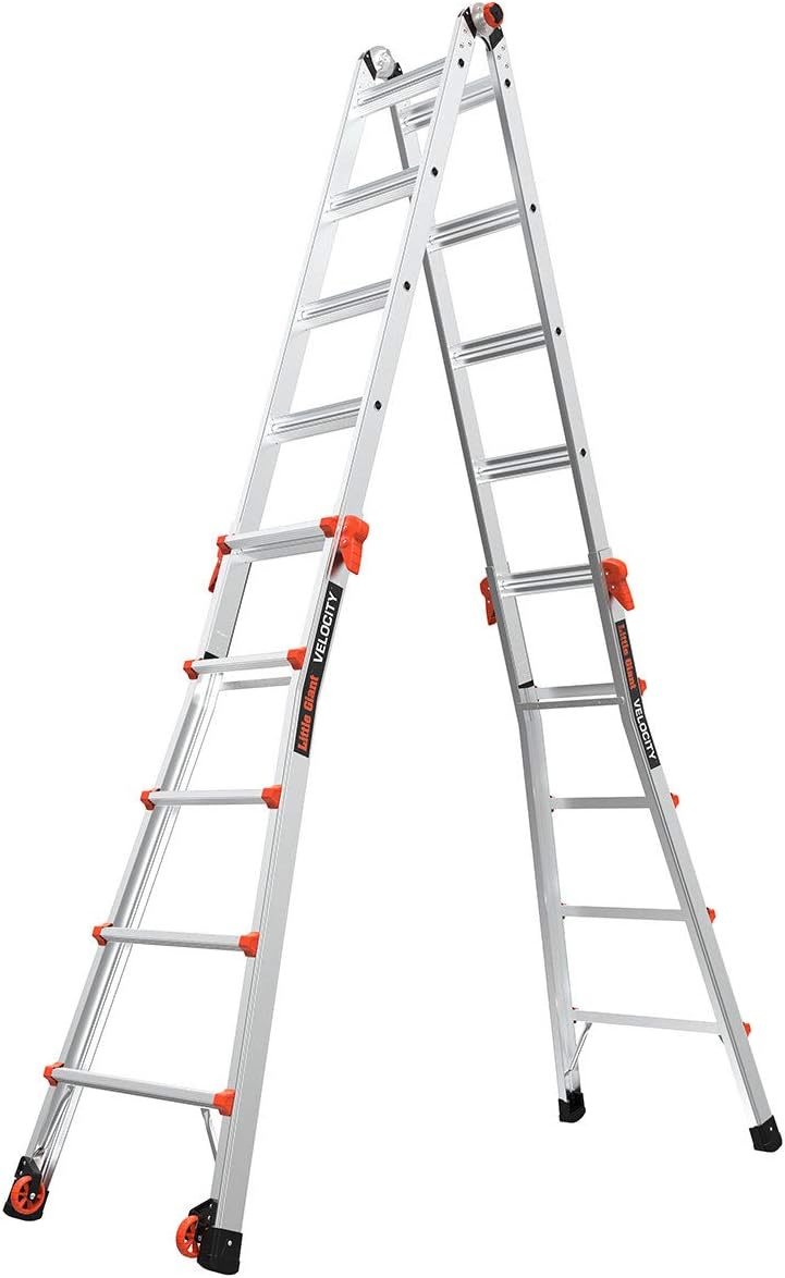 Little Giant Velocity, Aluminum Ladder, 14 ft Reach, 15413-001 | Telescoping Multi-Position Ladder with Extension, A-Frame, 90-Degree & Trestle Modes, 300 lbs. Rating