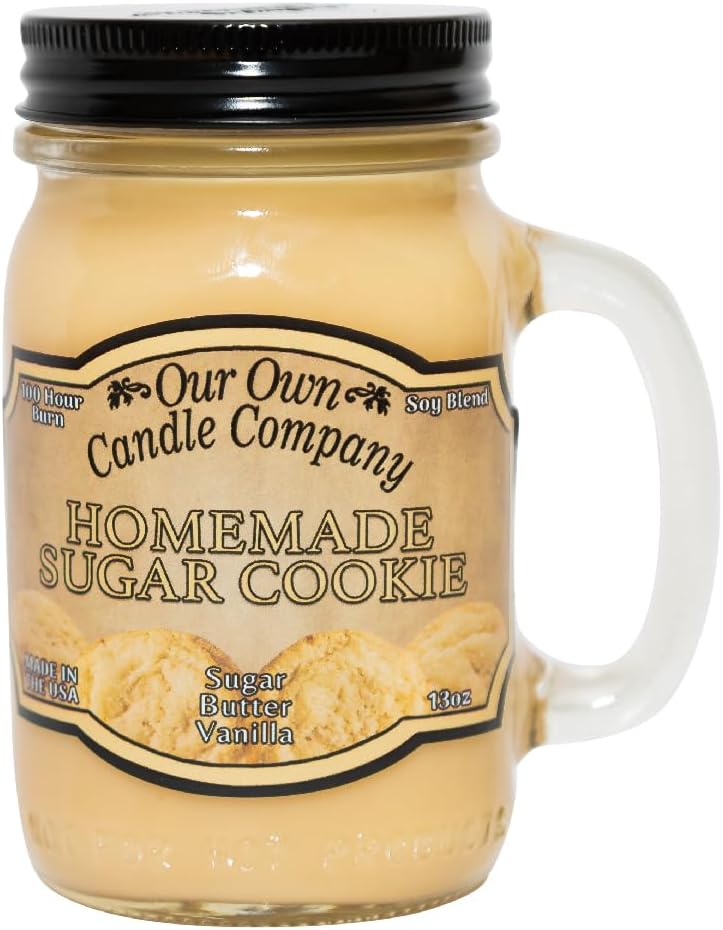 Balsam Pine Scented Mason Jar Candle, Our Own Candle Company, 13 oz | Clean, fresh Balsam-pine-tree scent; soy blend wax; lead-free wick with patented straightener; long lasting
