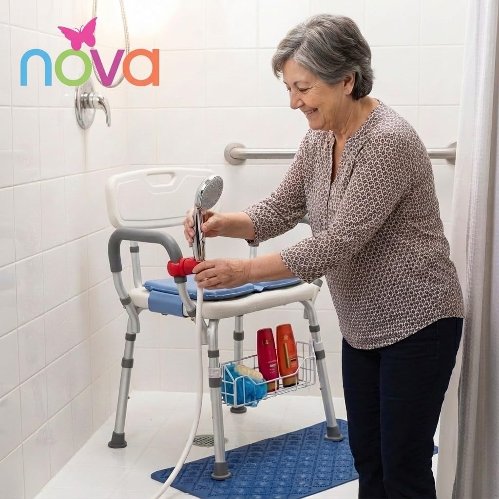 NOVA Handheld Shower Holder Attachment for Bath Seats & Transfer Benches – Universal Mount for Bath Stool, Shower Commode & Chairs, Adjustable