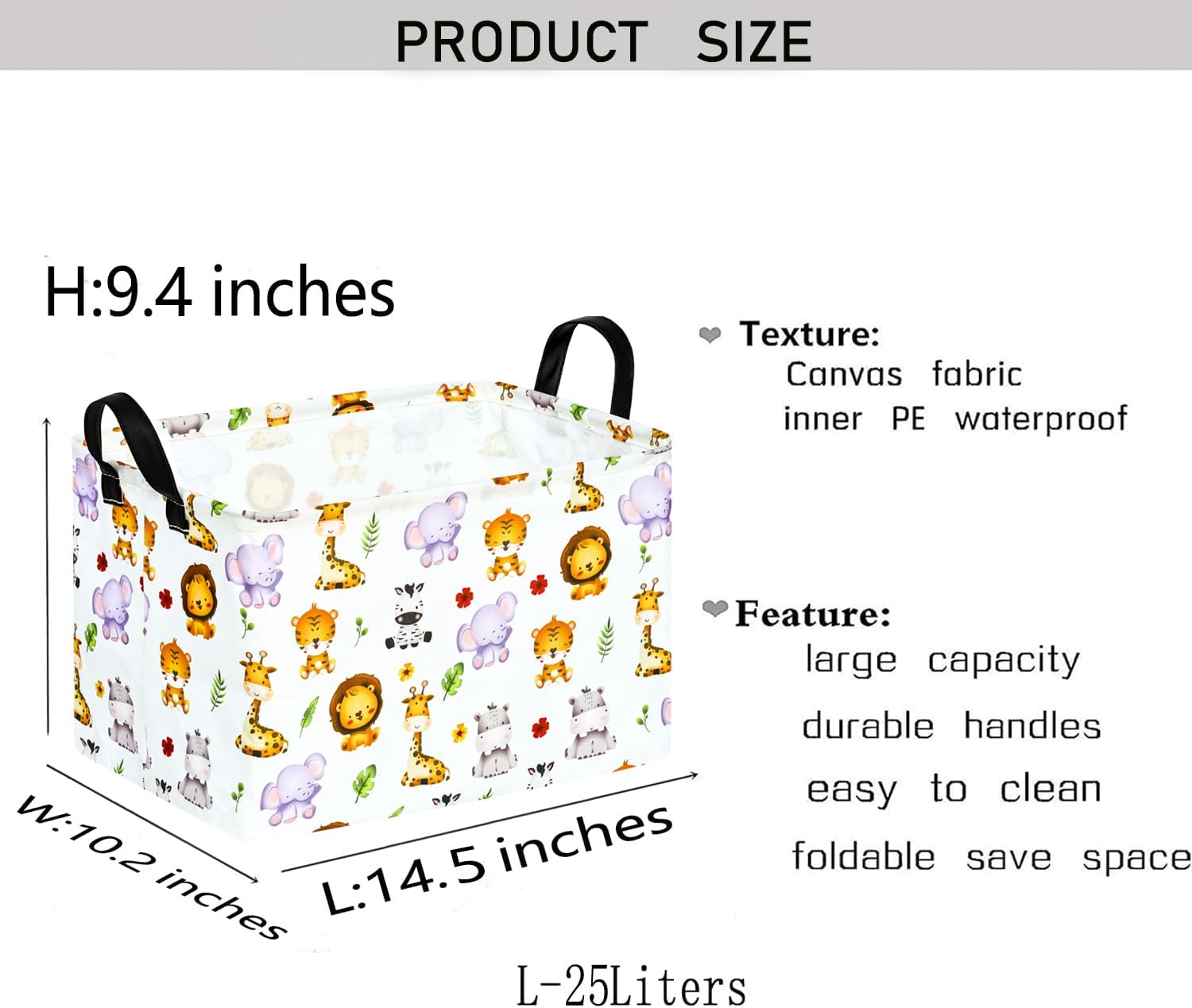 Kid Storage Basket Gift Shelf Basket Toy Storage Bin, Nursery Basket Organizer Box for Children Room Deco With Handles (Grey deer)