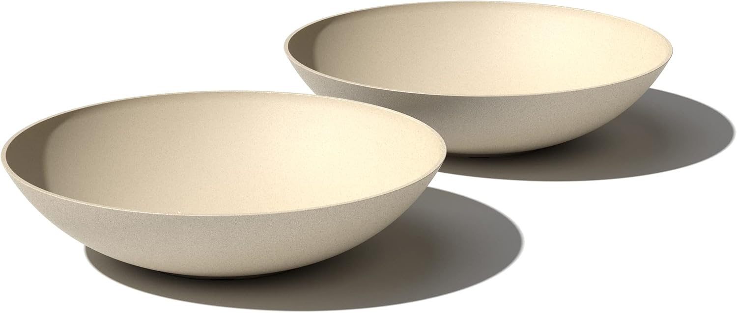 Veradek Mason Series Lane Bowl - Large Outdoor Bowl Planter | Made From a Durable Plastic-Stone Composite With Pre-Drilled Drainage Holes. Modern Patio/Tabletop Décor
