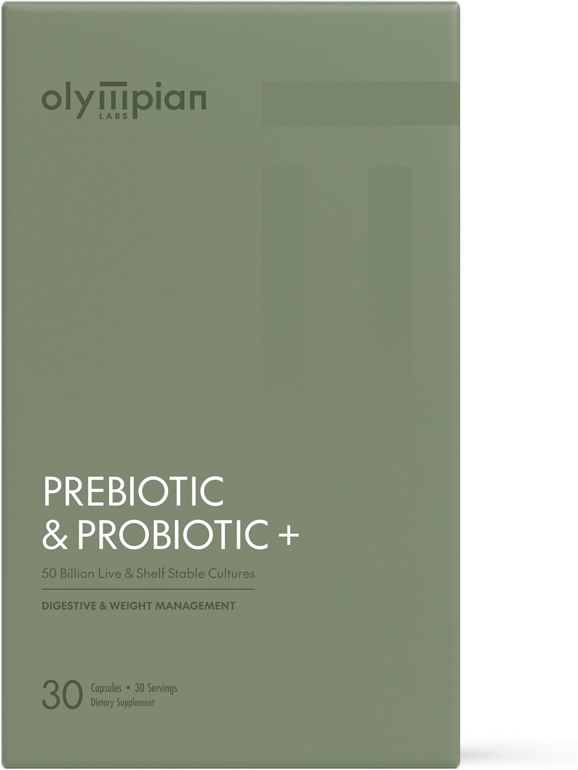 Olympian Labs Complete Prebiotic and Probiotic Supplement - 25 Billion Live Shelf Stable Cultures - 30 Vegetarian Capsules, Helps Restore the Natural Balance Within the Digestive Tract.