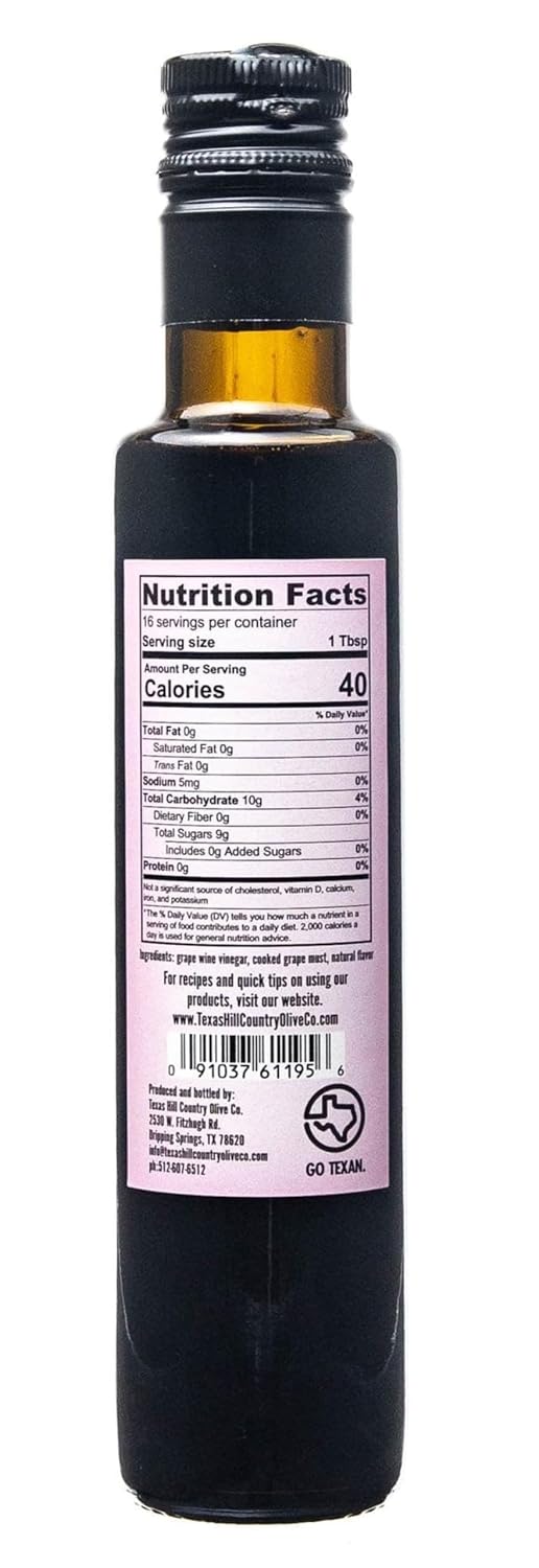 White Lemon Balsamic Vinegar - Gourmet Barrel Aged Infused Balsamic Vinegar - Great for Dressing Dipping Glazing - No Artificial Flavors or Added Sugar - Made in Texas (8.5 oz)