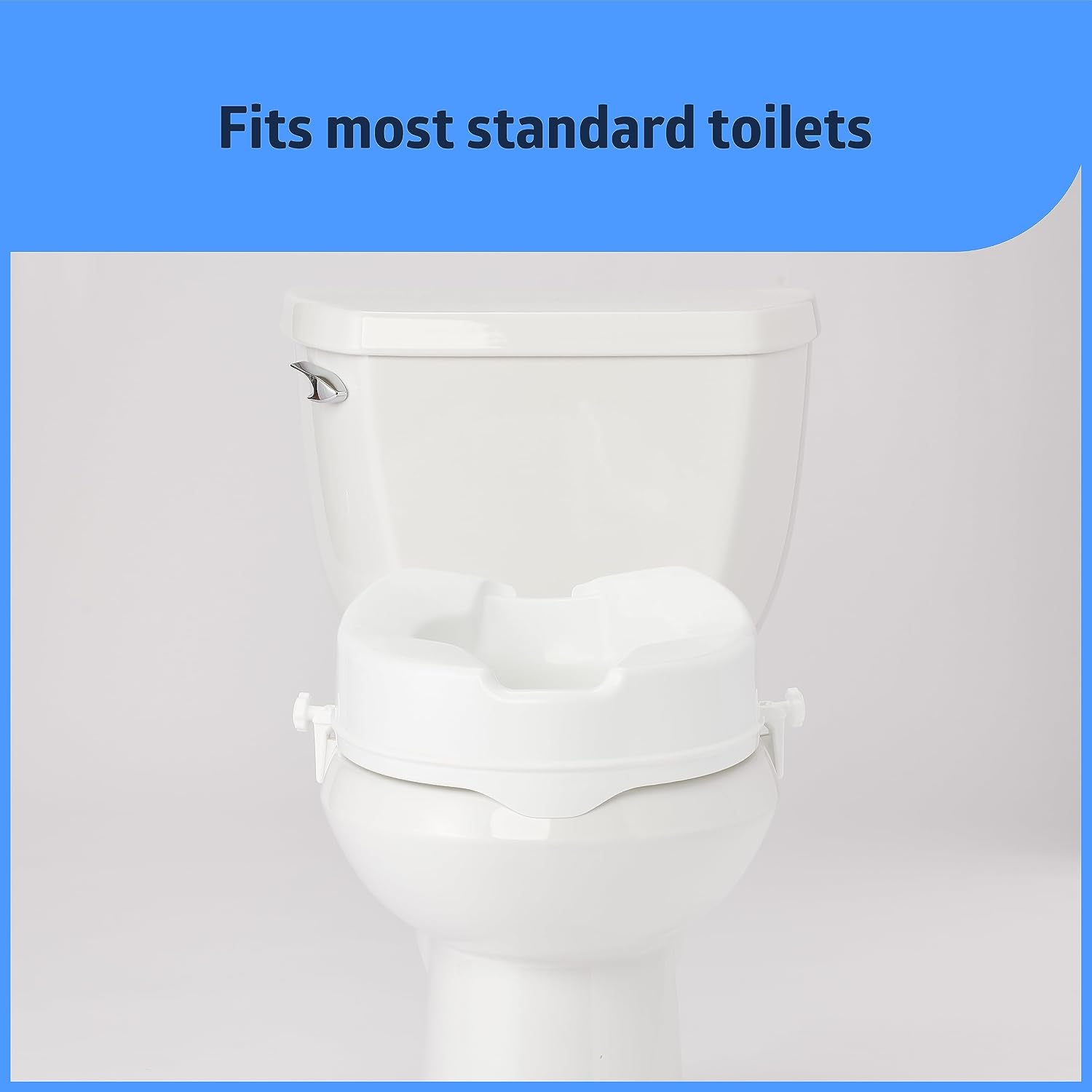 Medline Raised Toilet Seat with Secure Side Locks, 4" Elevation - 250 lbs. Capacity, for Seniors, Elderly