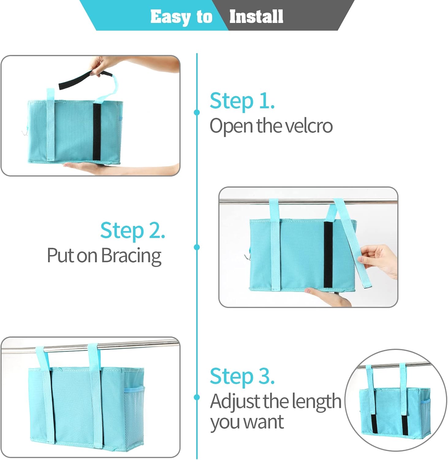 Bseash Bunk Bed Organizer, Bedside Caddy Hanging Bed Organizer Storage Bag 8 Pockets, for College Dorm Rooms Bed, Hospital Bed, Baby Bed Rails