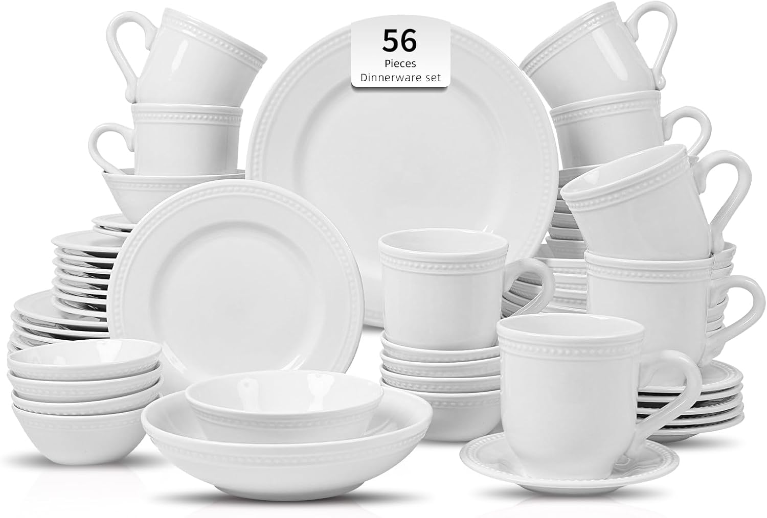 HomeVSS 20-Piece Pearl Dots Stoneware Dinnerware Set, Pink, Service for 4