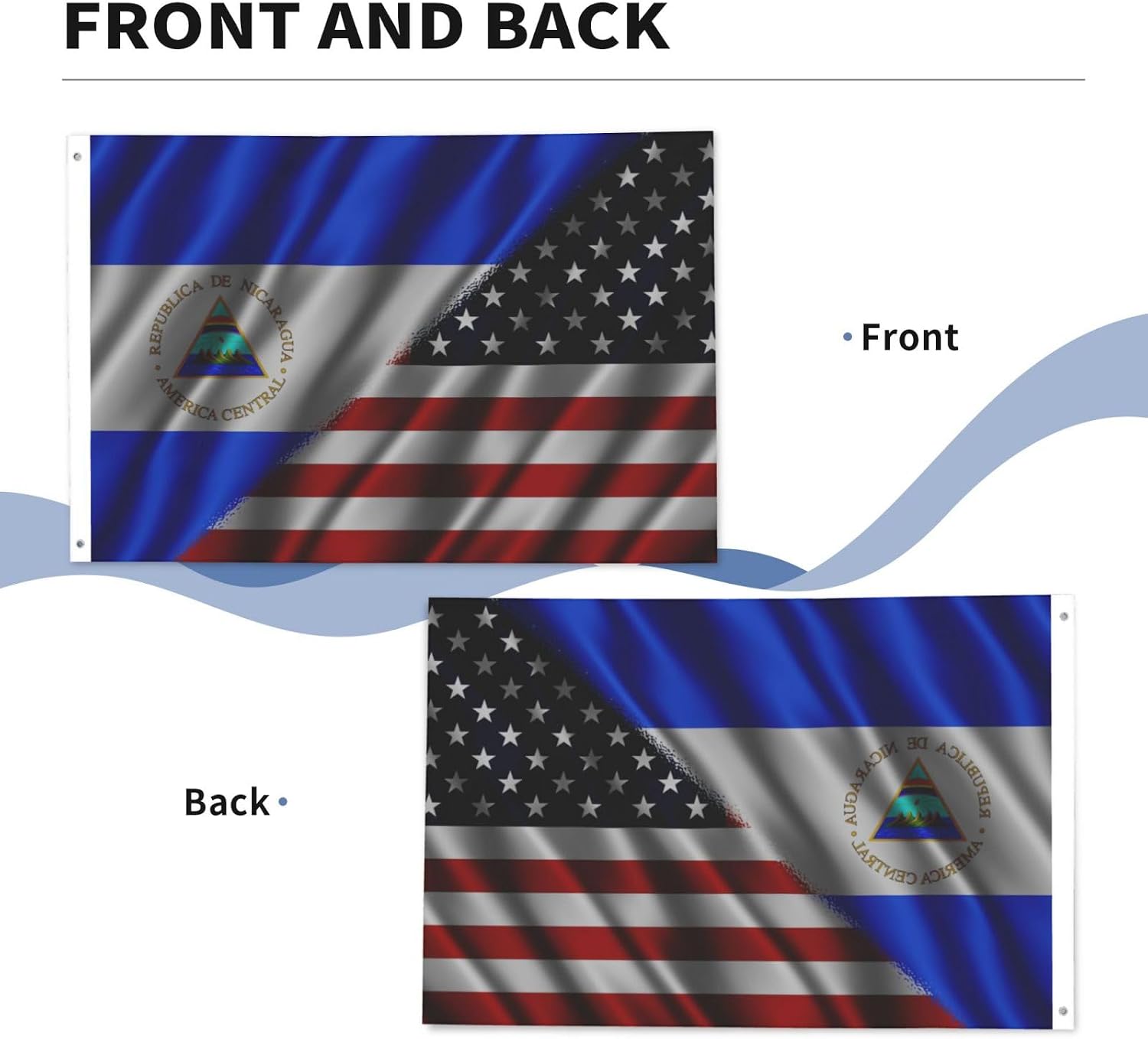 Nicaraguan Nicaragua And American Usa Flag 2x3 Ft Flags Double-Sided Printing Outdoor Indoor Decoration Country Flag 2x3 Foot Polyester Banner