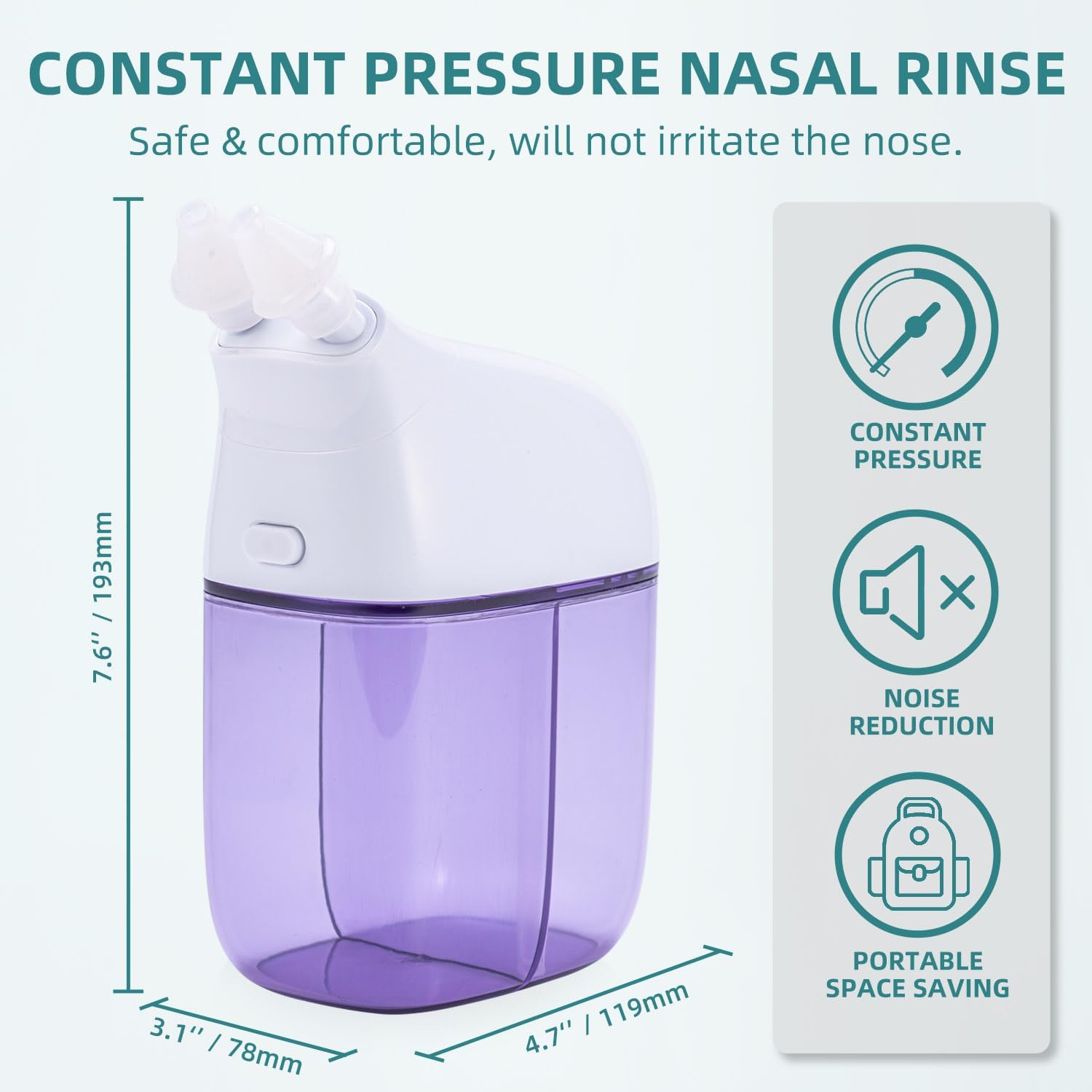 Nasal Irrigation System with 30 Saline Packets, Sinus Rinse Machine, Nose Sinus Cleaner Machine with Water Tank & Waste Collection Tank - Blue