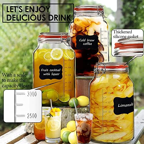 1 Gallon Glass Jars with Lids, 2 Pack Wide Mouth Mason Jars, 138 oz