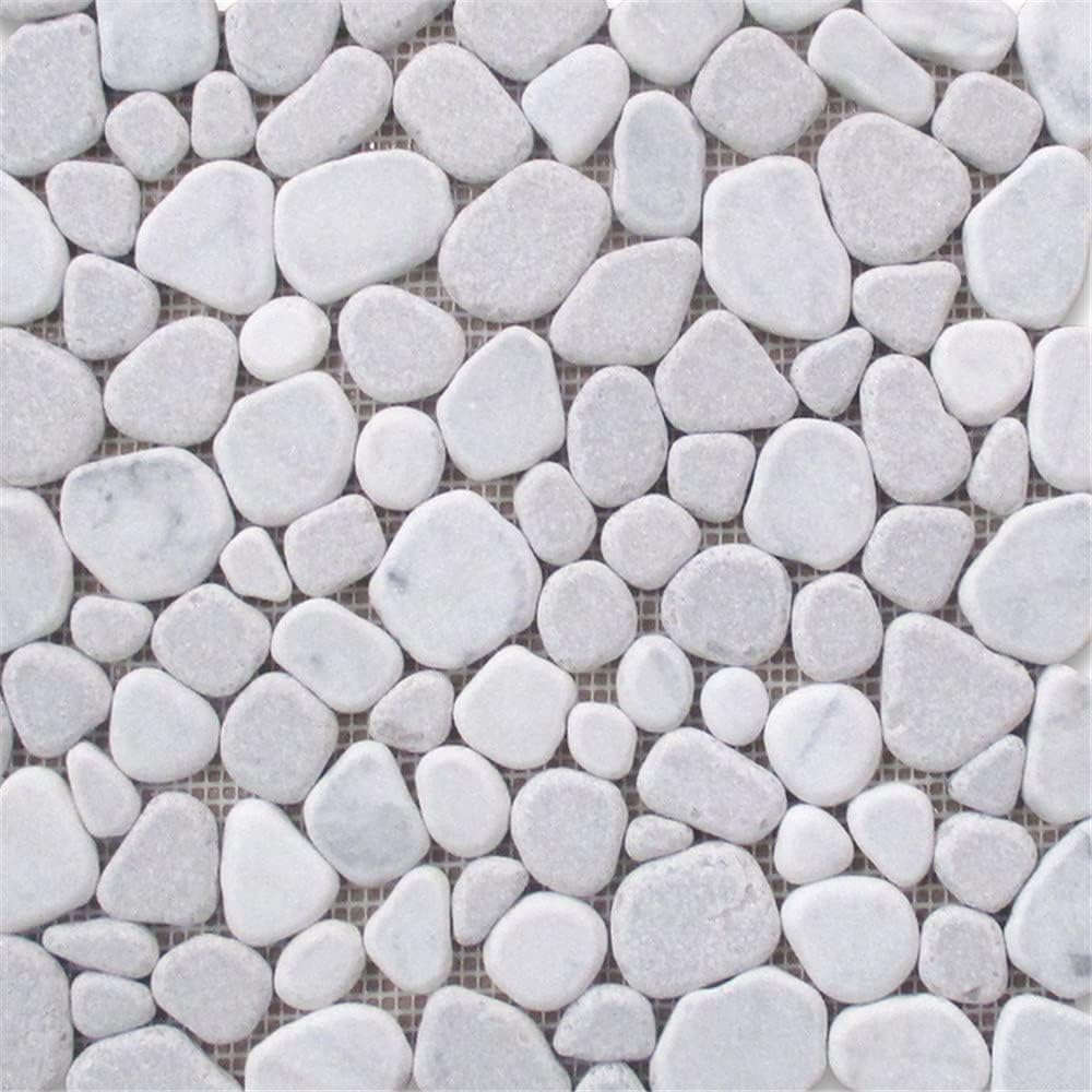Carrara Mix Cinderalla Grey Marble River Rocks Pebble Stone Mosaic Tile Tumbled Kitchen Bath Wall Floor Backsplash Shower (1 Sheet)