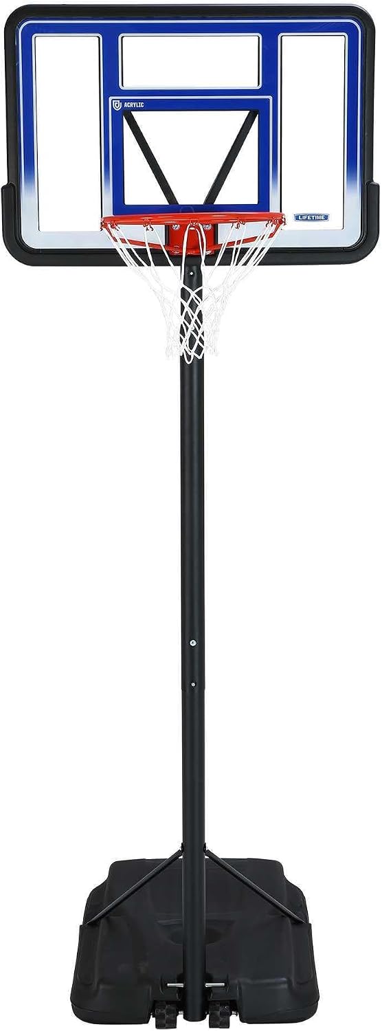 Lifetime Portable Outdoor Basketball Hoop, 42 Inch Backboard, 7.5-10 Ft Telescoping Height Adjust