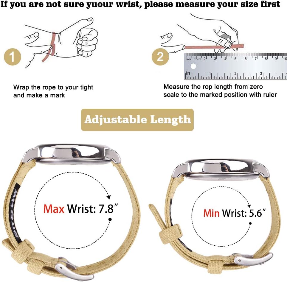 Ritche Christmas Gift Canvas Vintage Quick Release Watch Band 18mm 20mm 22mm 24mm Replacement Watch Straps for Men Women, White Elephant Gifts, Stocking Stuffers for Men, Father's Day gifts