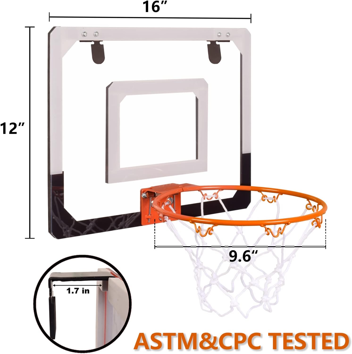 Indoor Mini Basketball Hoop for Kids, Over The Door Basketball Hoop Indoor with 4 Balls & Inflator