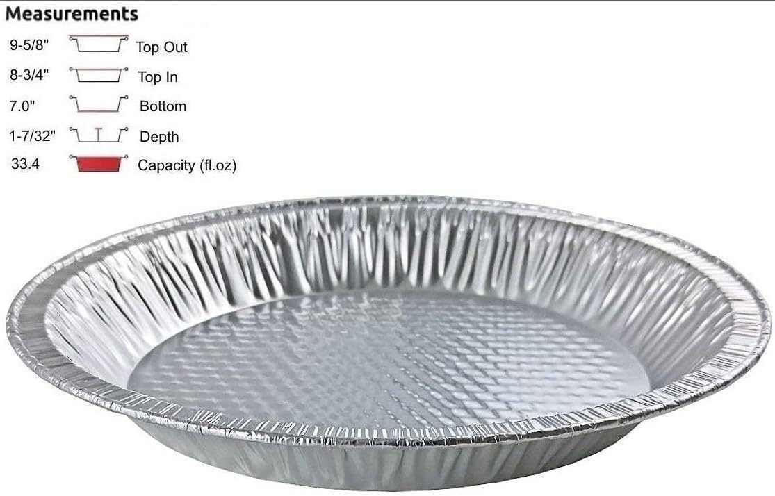 Handi-Foil 10" (Actual Top-Out 9-5/8 Inches - Top-In 8-3/4 Inches) Aluminum Foil Pie Pan - Disposable Baking Tin Plates (Pack of 100)
