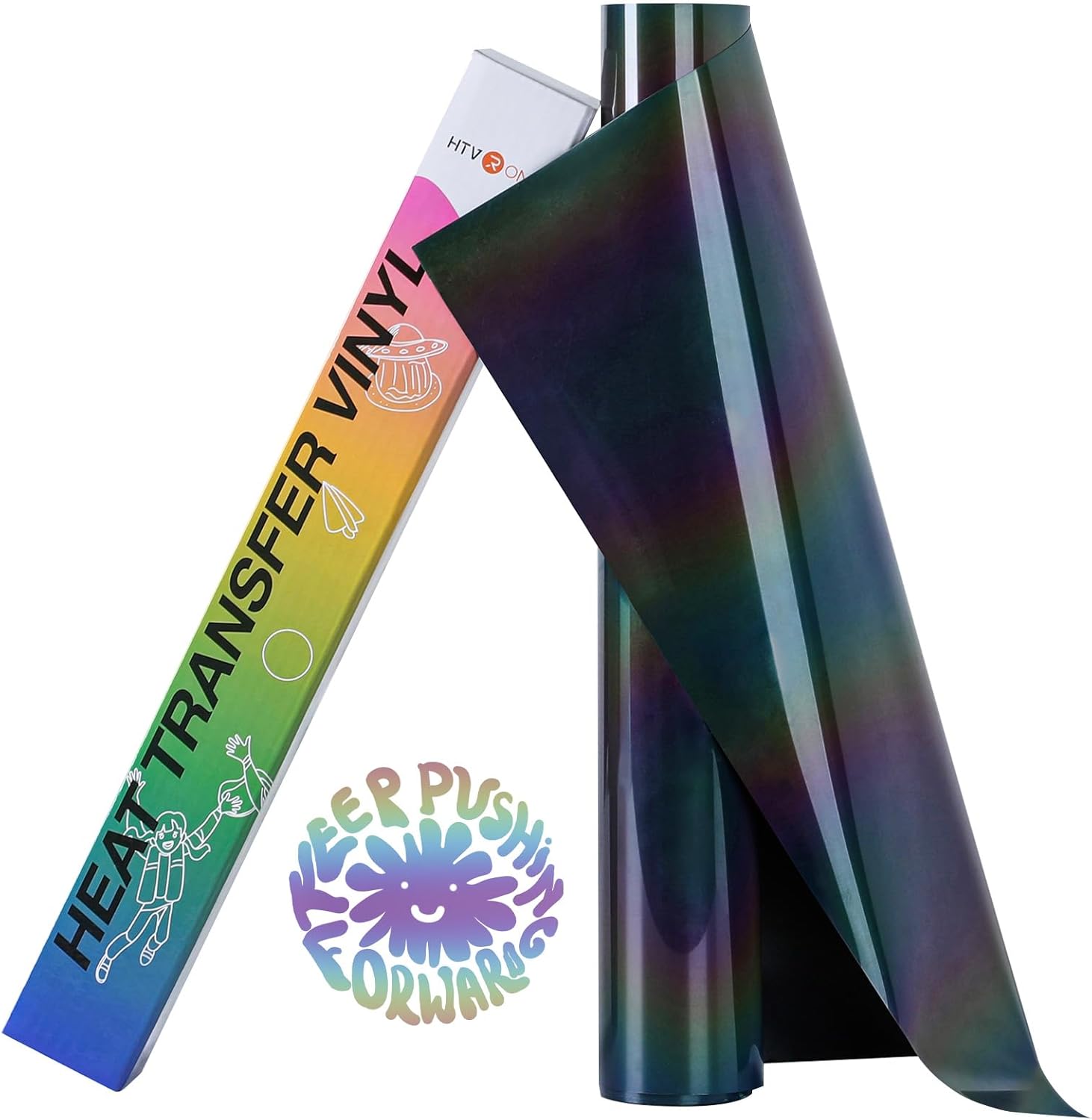 HTVRONT HTV Roll Heat Transfer Vinyl - 12" x 8ft Black HTV Vinyl for Shirts