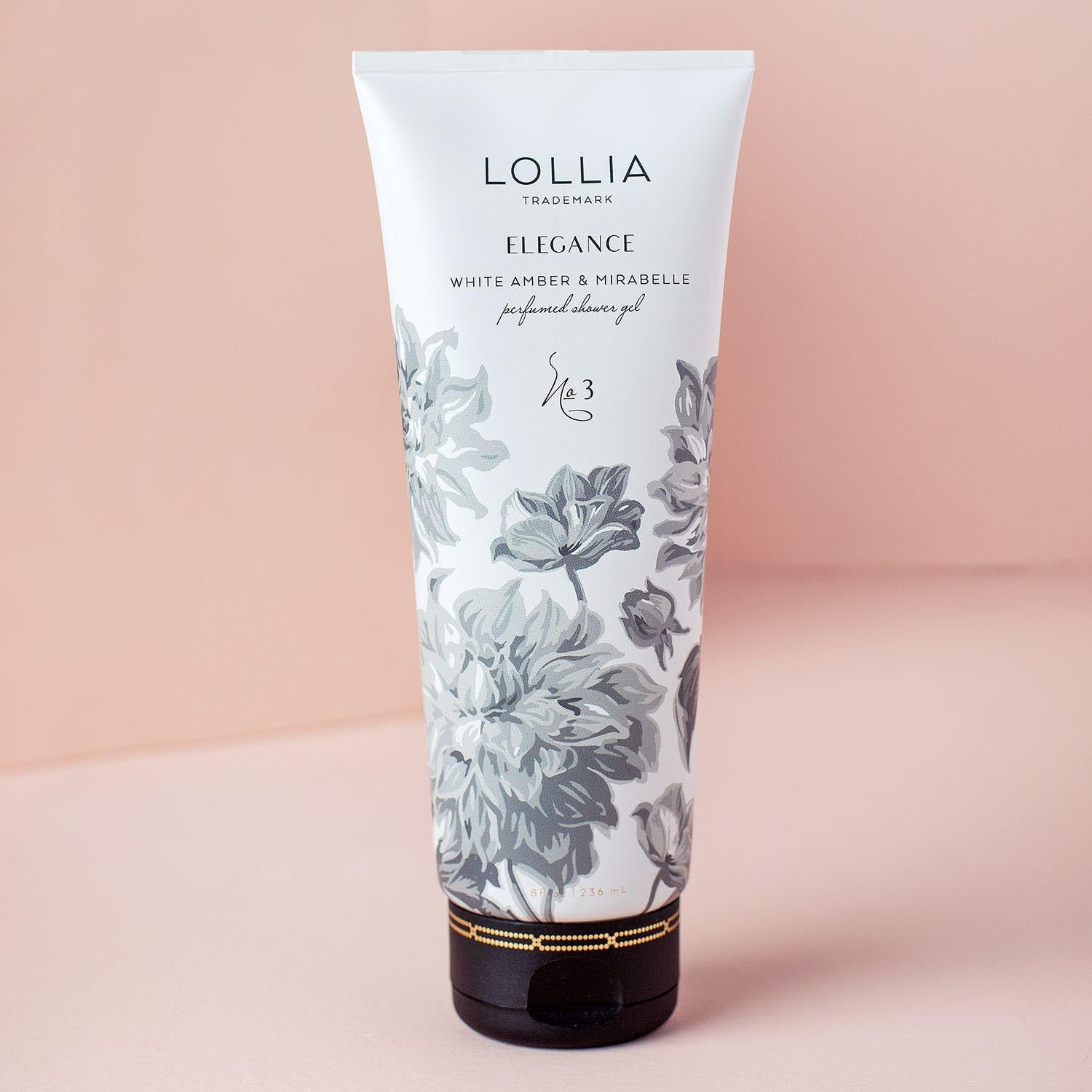 LOLLIA Wish Shower Gel, 8 fl oz, Vanilla Bean, Rice Flower, Jasmine Leaves, & Sugar Cane, Luxury Shea Moisture Hydrating Women's Body Wash, Delicate & Relaxing Scented Bath Soap for Self Care