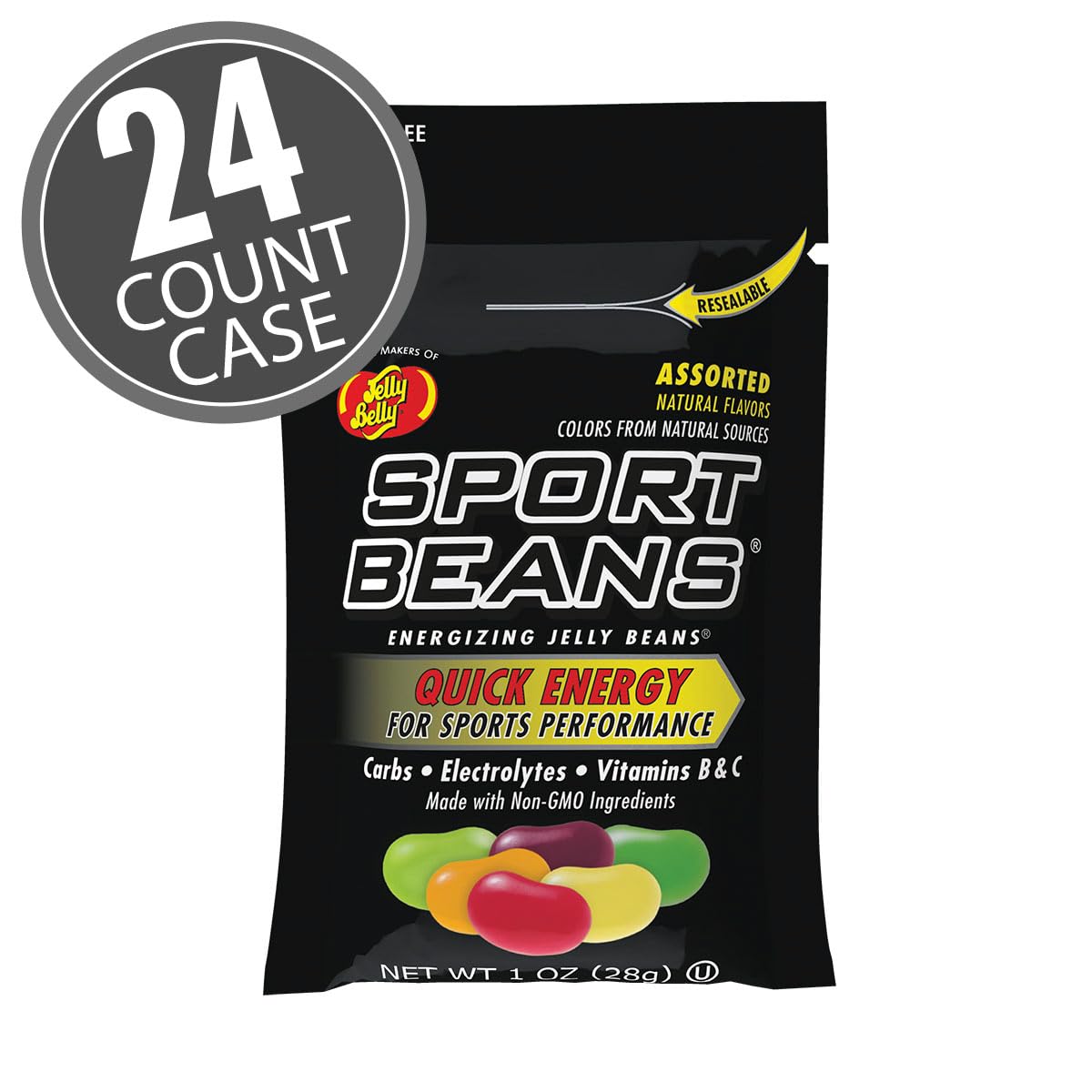 Jelly Belly Sport Beans - Energizing Jelly Beans - Assorted Flavors, 24 x 1 Ounce Bags | sports-nutrition-endurance-and-energy-chews