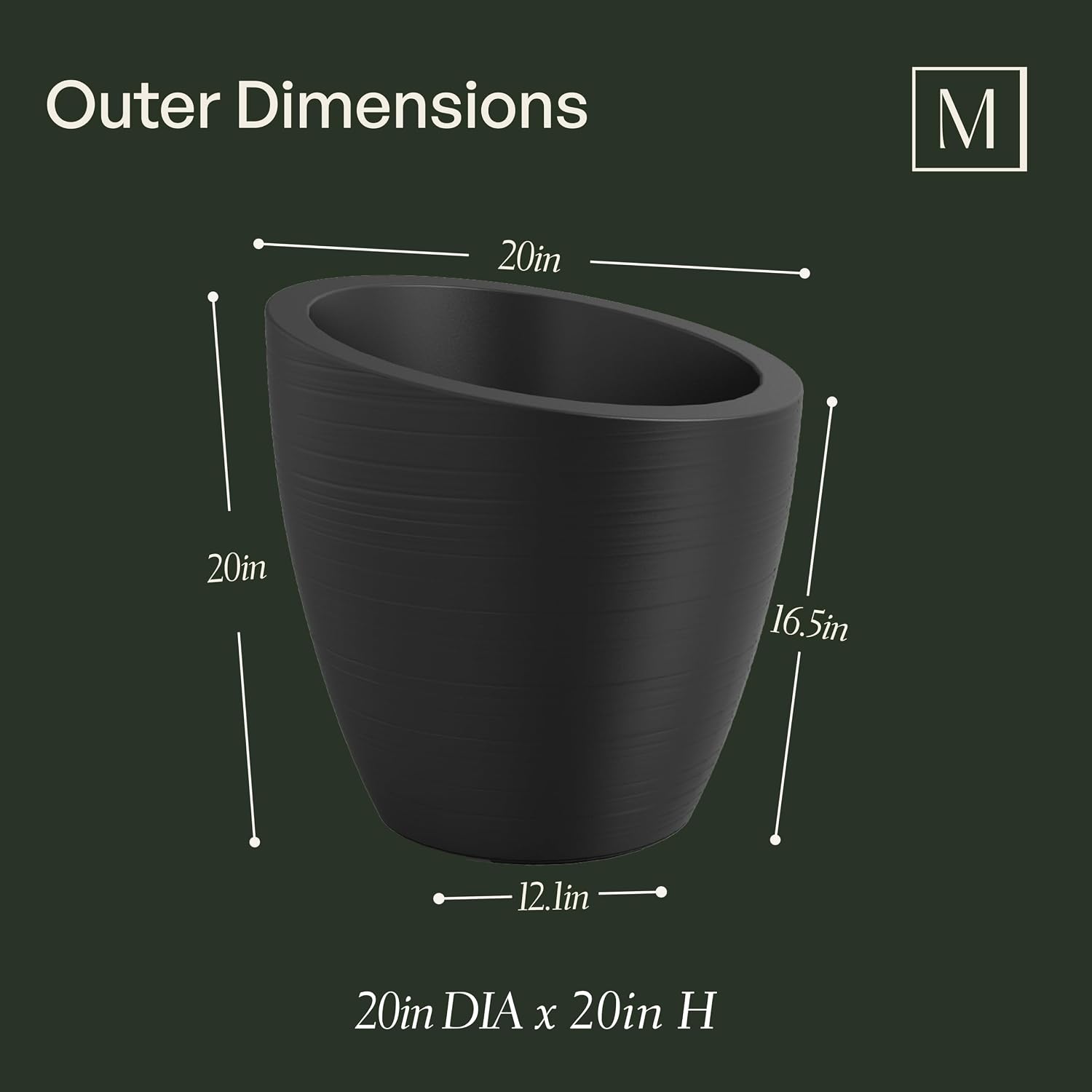 Mayne Modesto 20in Round Modern Planter, Neptune Blue | All season, Indoor/Outdoor, Double-wall design, Fade resistant, 15-year warranty