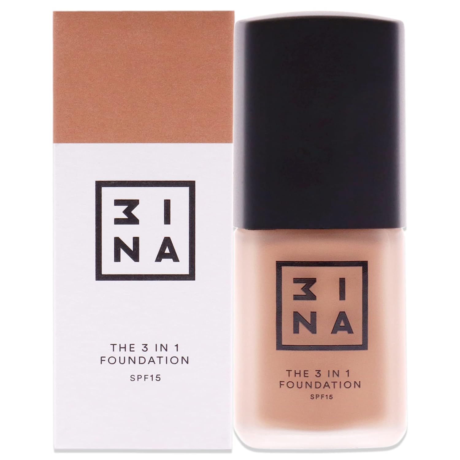 3INA The 3-in-1 Foundation – Liquid Foundation with SPF 15 – 12-Hour, Light to Medium Coverage – Skincare, Concealer, Coverage in One – 213 – 1.01 oz