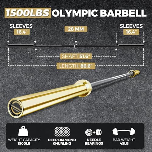 7FT Alloy Steel Olympic Barbell, 1500LB 45LB