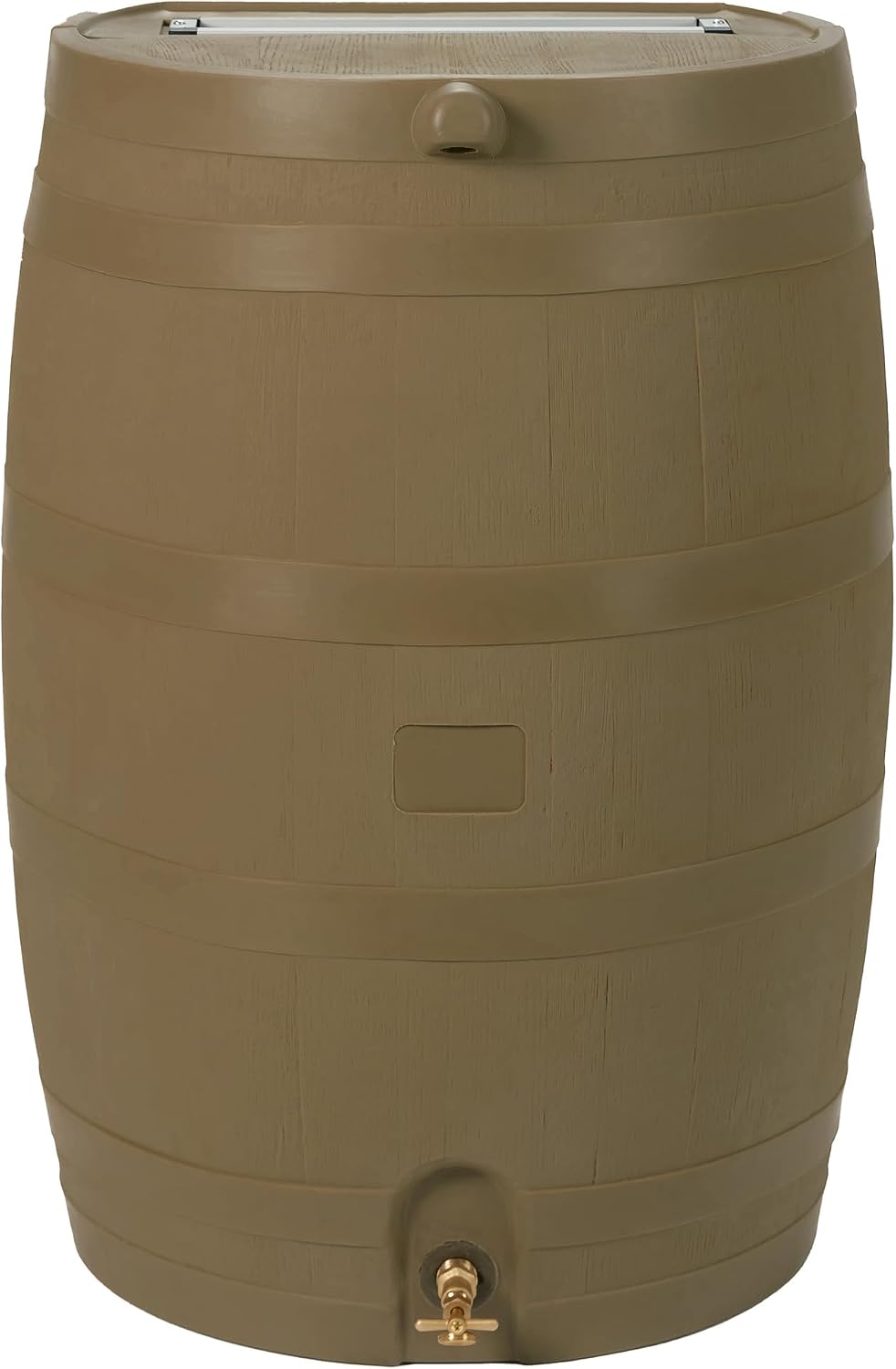 Flat Back Rainwater Gutter Barrel Water Collector Storage Drum Garden Pot- Tan