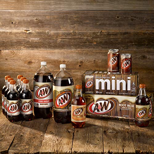 A&W Zero Sugar Root Beer Soda, 12 fl oz cans, 12 count
