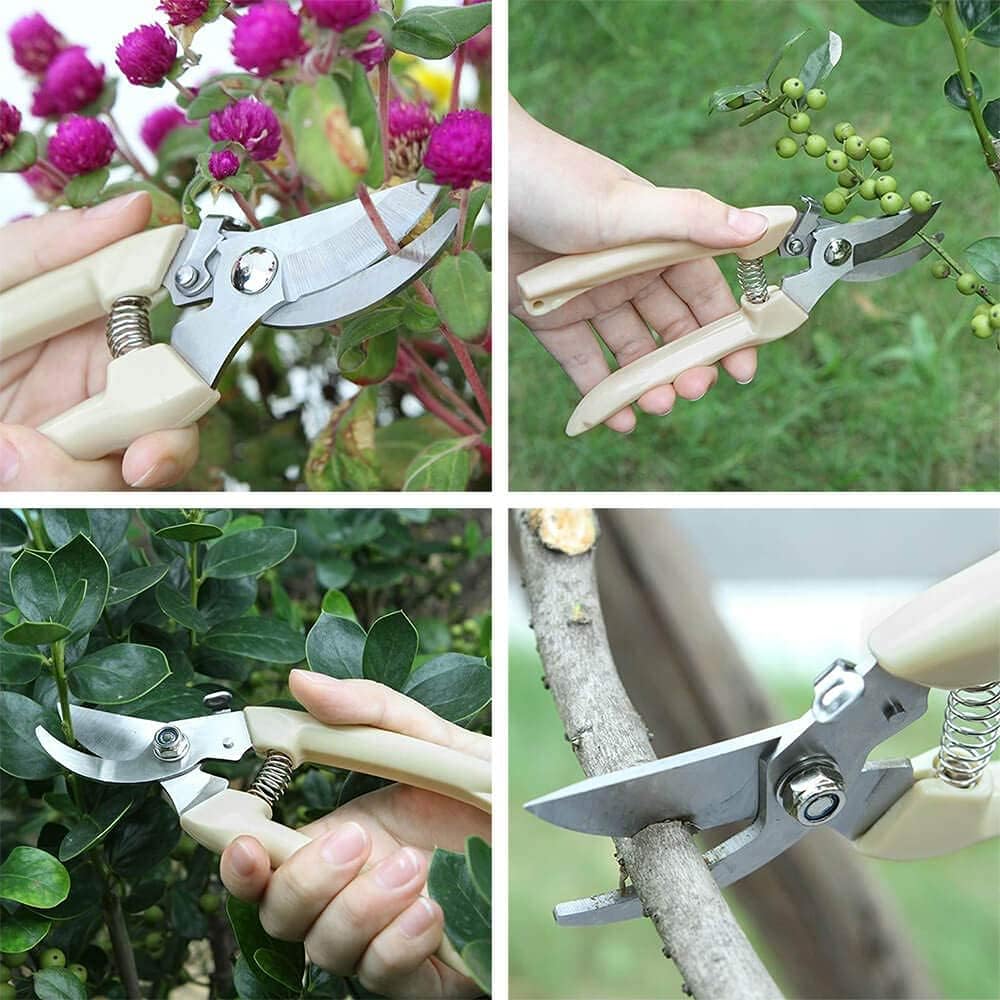 BUGUI Wood Handle Pruning Shears, SK-5 Steel Blade, 1-inch Cutting Capacity, Sharp, Well Designed Garden Shears, 8"