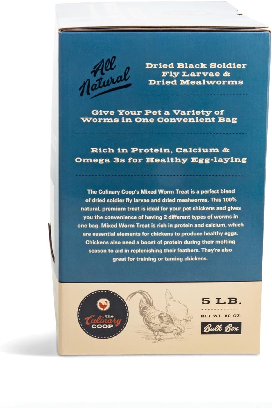 Fluker's Culinary Coop Premium Chicken Treats, Dried Soldier Worms, Packed with Protein and Calcium, 100% Natural Rich Grubs for Chicken, Backyard Birds, and Reptiles, 16 oz