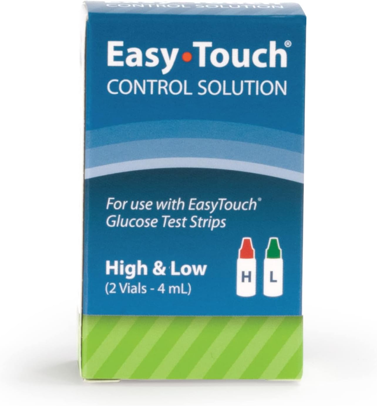 Easy Touch Control Solution Glucose Monitor Kit, Hi & Low, 2 Vials, 4 ml Each | Compatible with EasyTouch Glucose Monitoring System, 4 mL Each