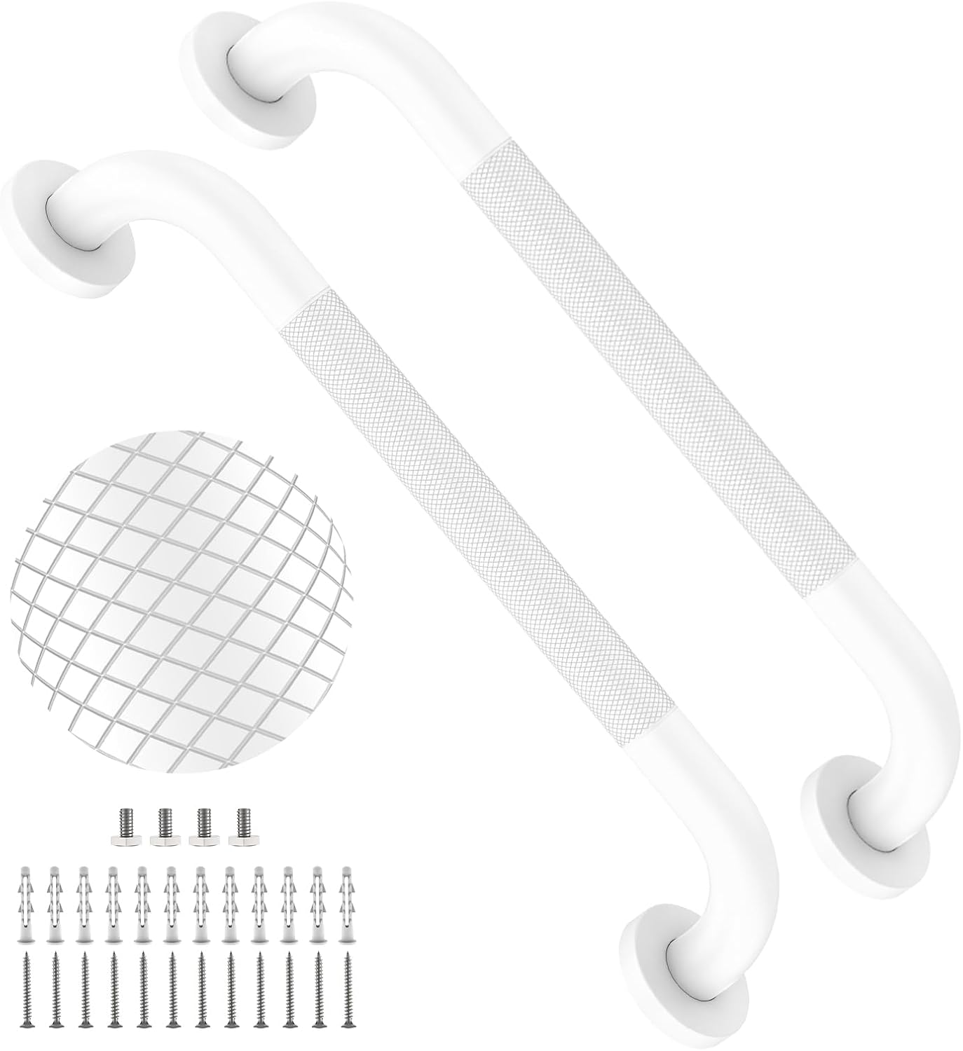 40 Inch Brushed Nickel Shower Grab Bar Anti-Slip Knurled Grip,Safety Handle | YuanDe 1.25" Diameter Stainless Steel Bathroom Grab Bars, Handicap Injury Elderly Senior Assist Support Shower Handle-2Packs