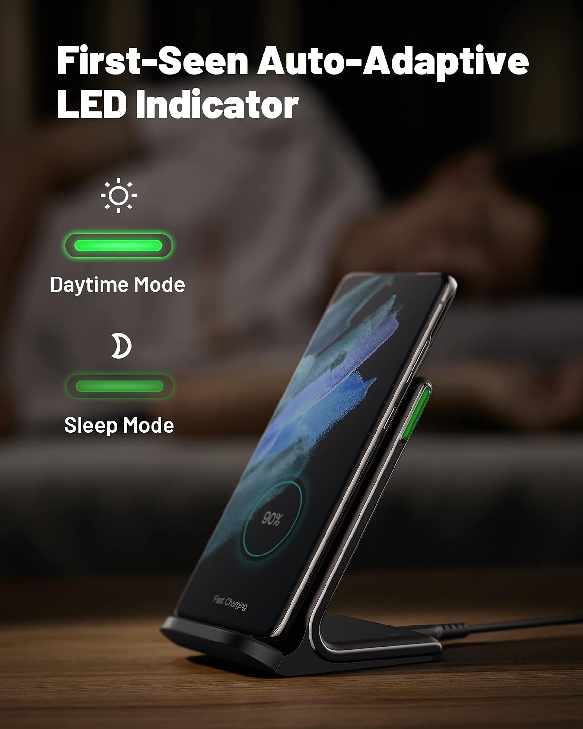 INIU Wireless Charger, 15W Fast Wireless Charging Phone Station with LED