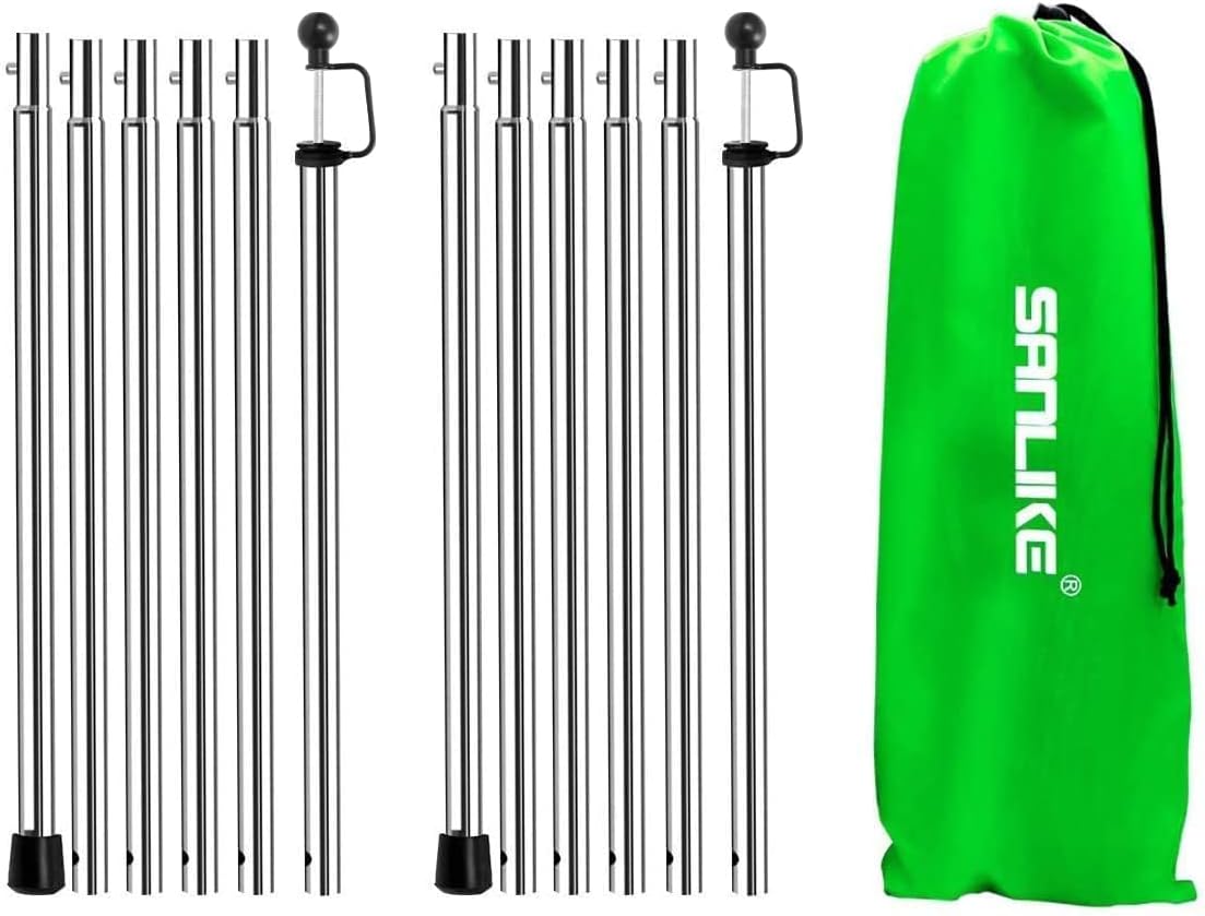 SANLIKE 2 Sets Tarp Poles 95in Telescoping Stainless Steel Tent Poles