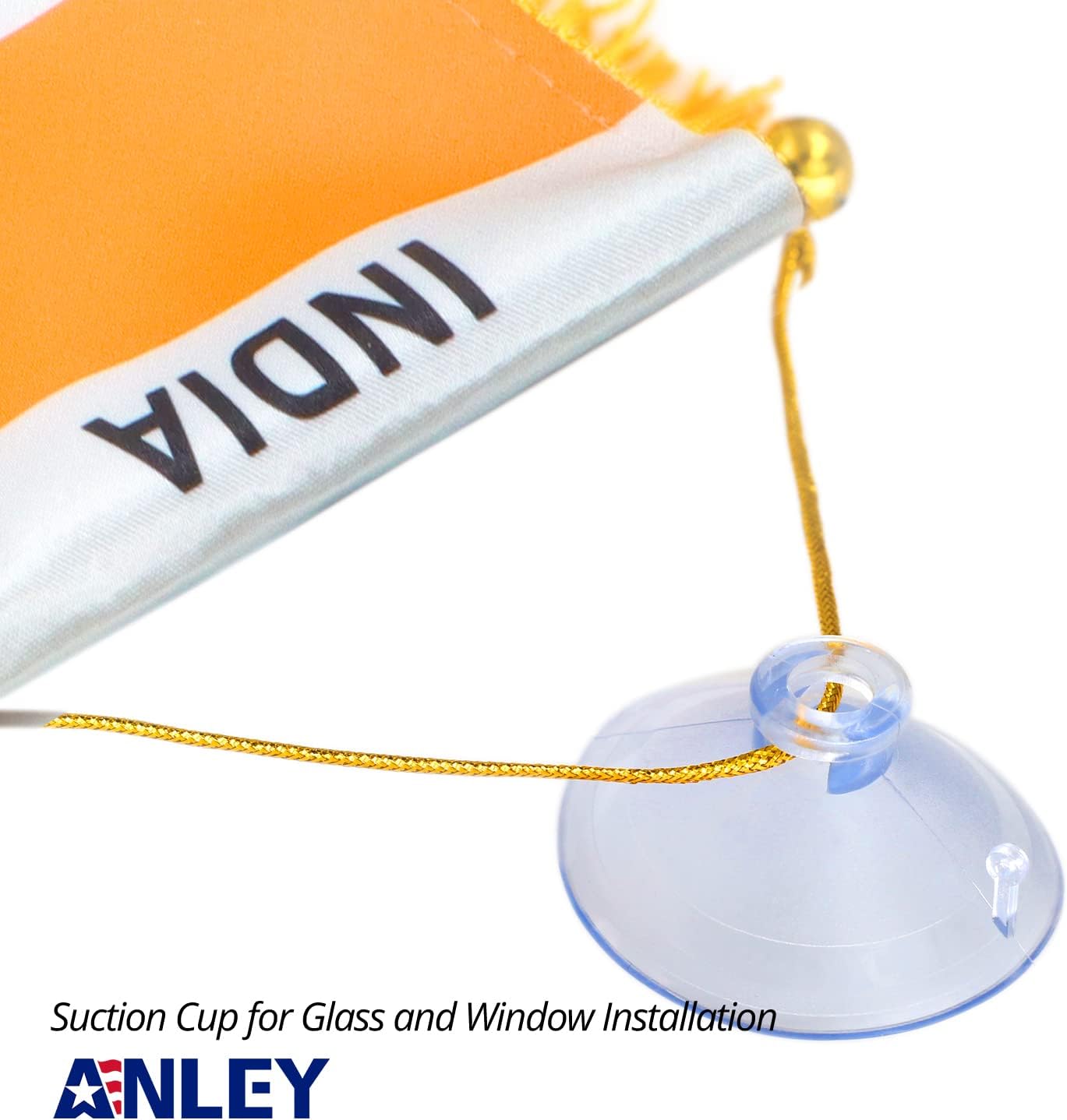 Anley 4 X 6 Inch Nicaragua Fringy Window Hanging Flag - Mini Banner & Car Rearview Mirror Décor - Fringed Nicaraguan Hanging Flag with Suction Cup