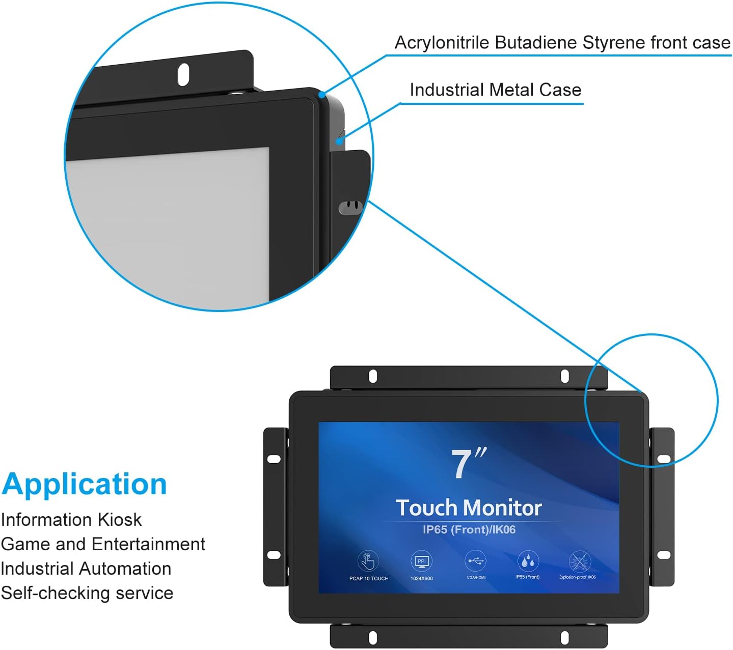 GreenTouch 18.5 Industrial Touch Monitor Open Frame, HDMI/VGA/DVI Interface, Muliti Touch Capacitive Touch Screen Technology