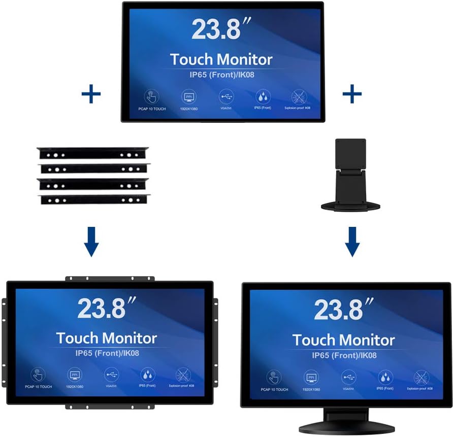 GreenTouch 18.5 Industrial Touch Monitor Open Frame, HDMI/VGA/DVI Interface, Muliti Touch Capacitive Touch Screen Technology