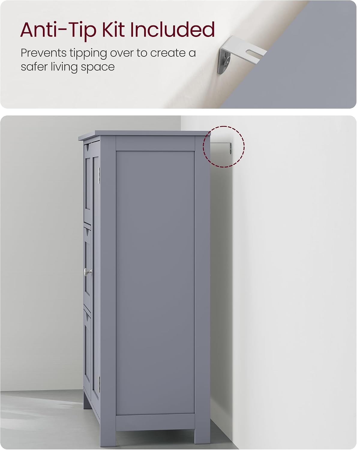 VASAGLE Floor Storage Cabinet, Freestanding Storage Unit with 2 Adjustable Shelves, for Bathroom Living Room Dining Kitchen, 11.8 x 23.6 x 31.5 Inches, Cloud White UBCB60WV1