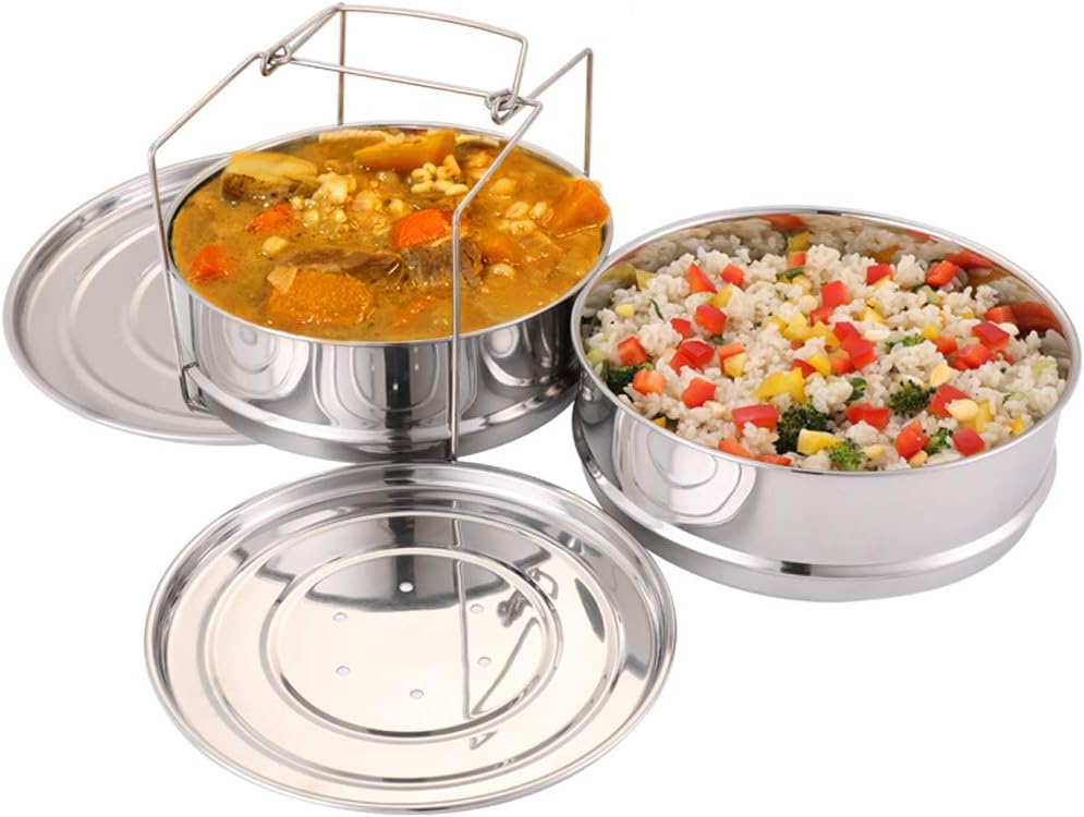 Aozita Stackable Steamer Insert Pans with Sling for Instant Pot Accessories 6/8 qt - Pot in Pot, Baking, Casseroles, Lasagna Pans
