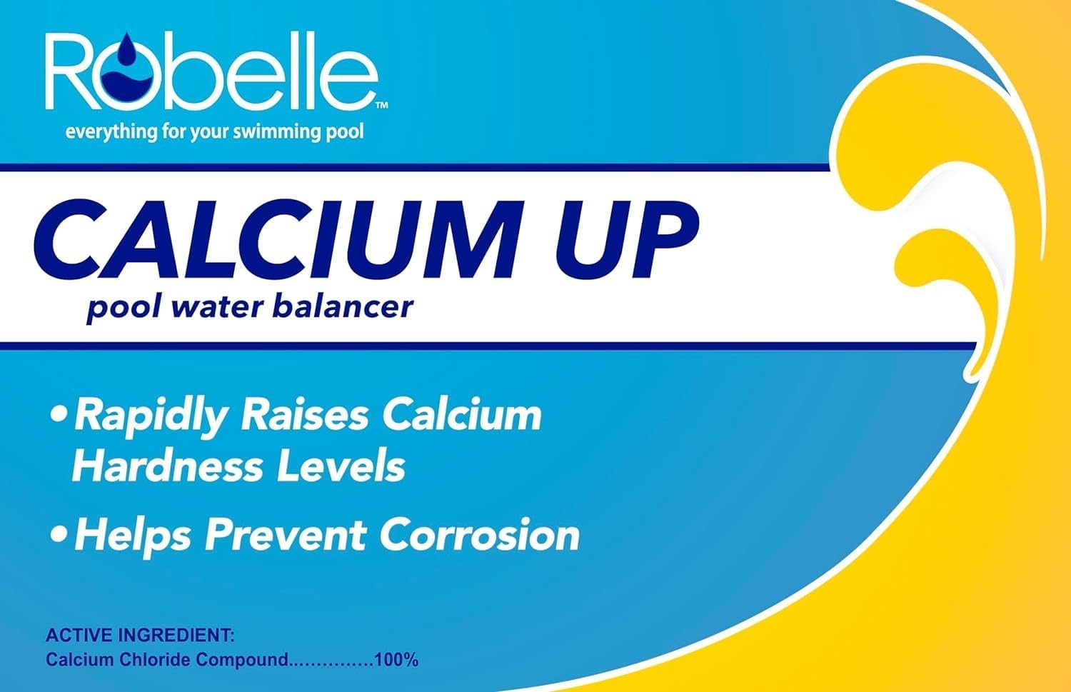 Robelle 16-Pounds Premium Pool Calcium Up | Pool Calcium Hardness Increaser, 100% Calcium Chloride, 8 ounces raises calcium hardness level 10 ppm per 5,000 gallons