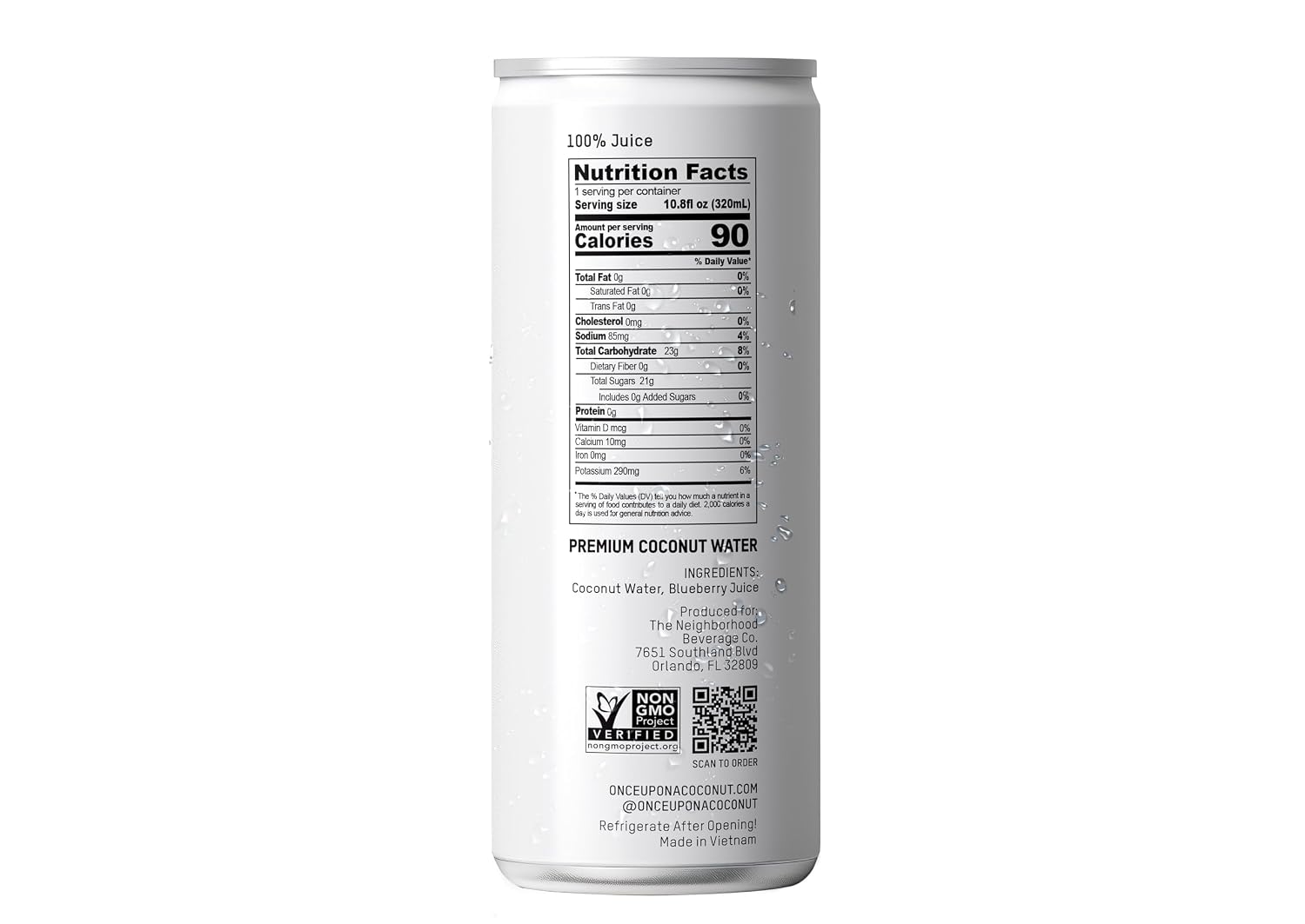 Once Upon a Coconut Premium Coconut Water - Low Calorie All-Natural Drink with Electrolytes - Non-GMO - Gluten-Free - 10.8 Fl Oz (Pack of 12)