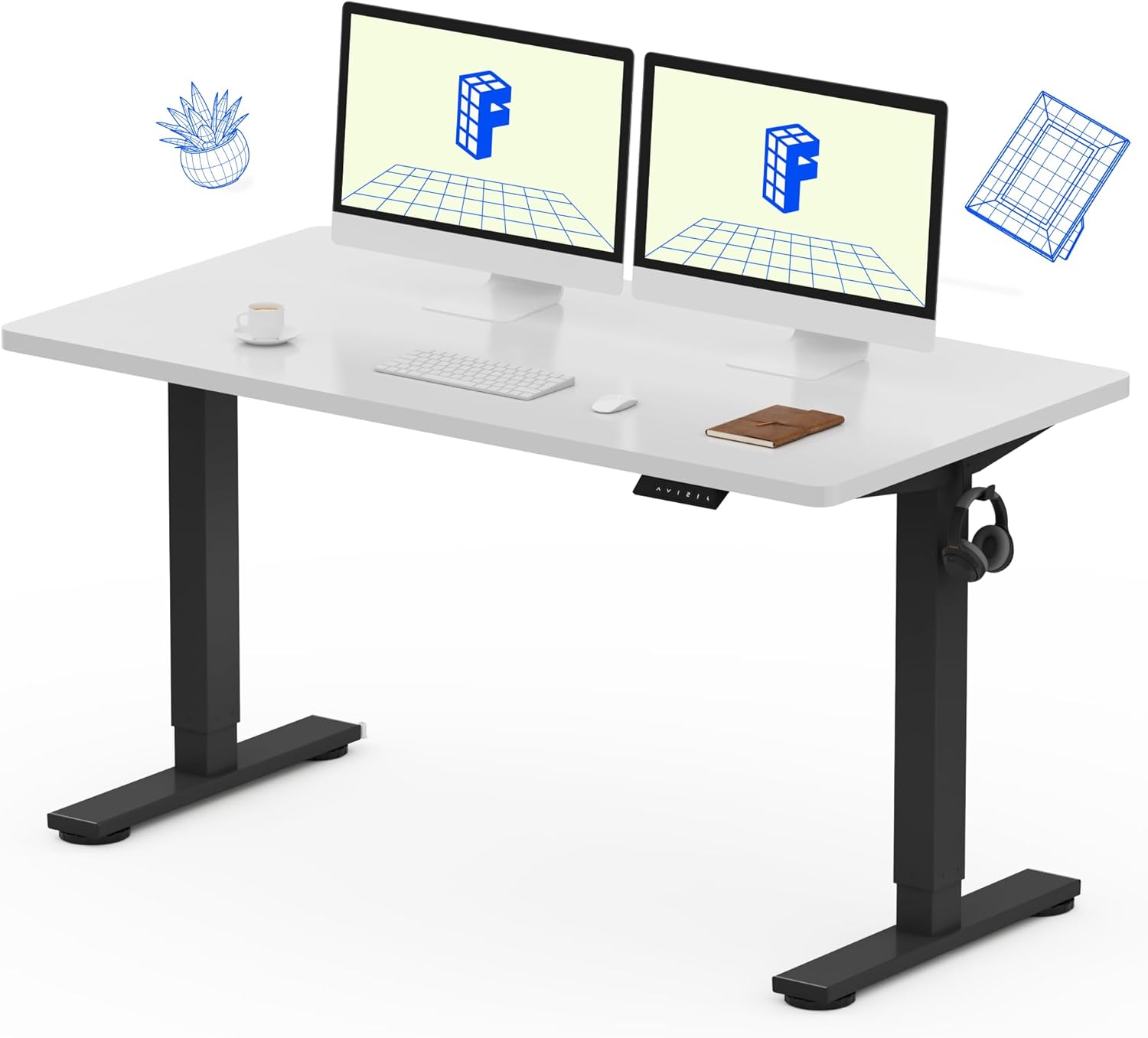 FLEXISPOT EN1 One-Piece Standing Desk, Electric Adjustable with 4 Memory Presets, 176 LBS Capacity, Stable & Quiet