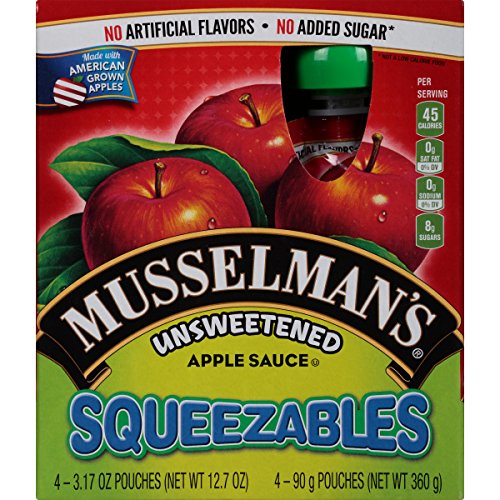 Musselman's Unsweetened Apple Sauce - low calorie, gluten free snack, low sodium, kosher, fat-free, no cholesterol, no high fructuse corn syrup, from 100% fresh American Grown Apples. (24oz x 12)