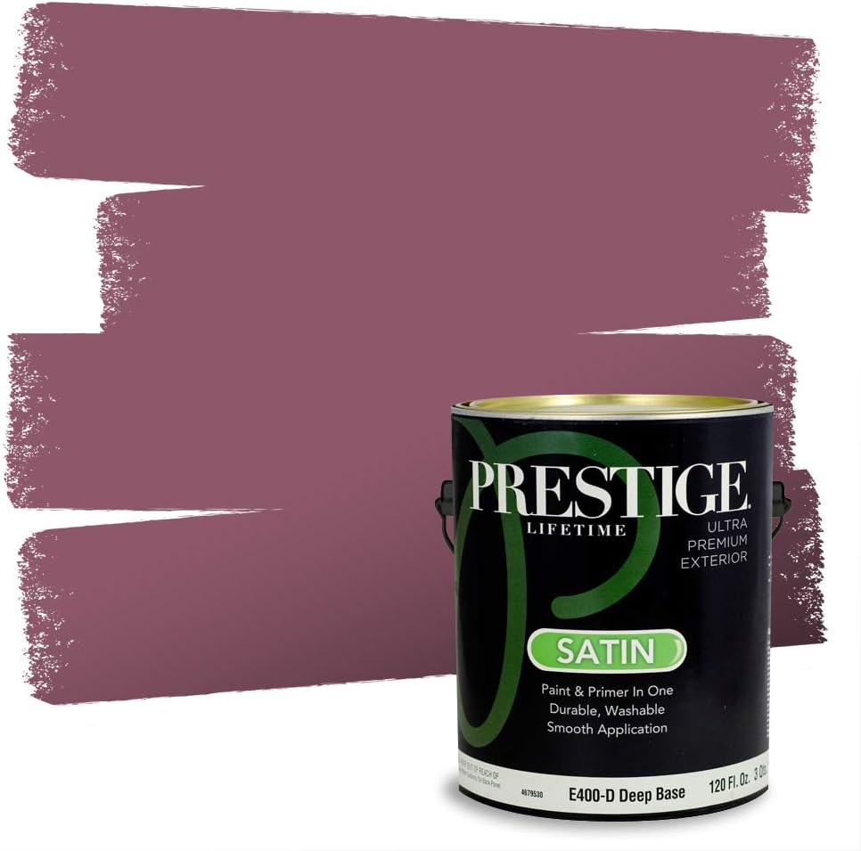 PRESTIGE E500-P-SW6303 Exterior Paint and Primer in One, 1-Gallon, Semi-Gloss, Comparable Match of Sherwin Williams Rose Colored, 1 Gallon, SW17-Rose