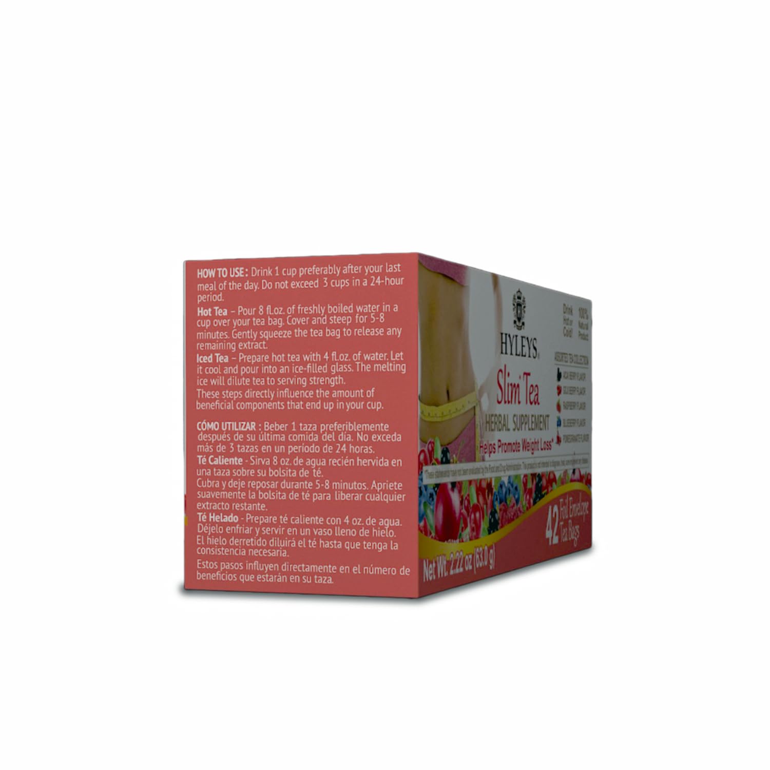 HYLEYS Slim Tea Goji Berry, Weight Loss Detox, Slimming Diet Tea, 25 Bags | Green Tea, Senna Detox & Cleanse, 3 Natural Ingredients, No Added Sugar, 1-Step Bedtime Routine, Supports Digestion