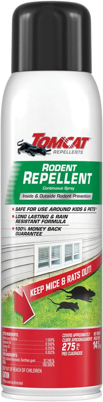 Tomcat Repellents Rodent Repellent Ready-to-Use with Comfort Wand, 1 gal. | For Indoor and Outdoor Mouse and Rat Prevention, Peppermint Oil Spray for Rodents with Cinnamon & Garlic Essential Oils