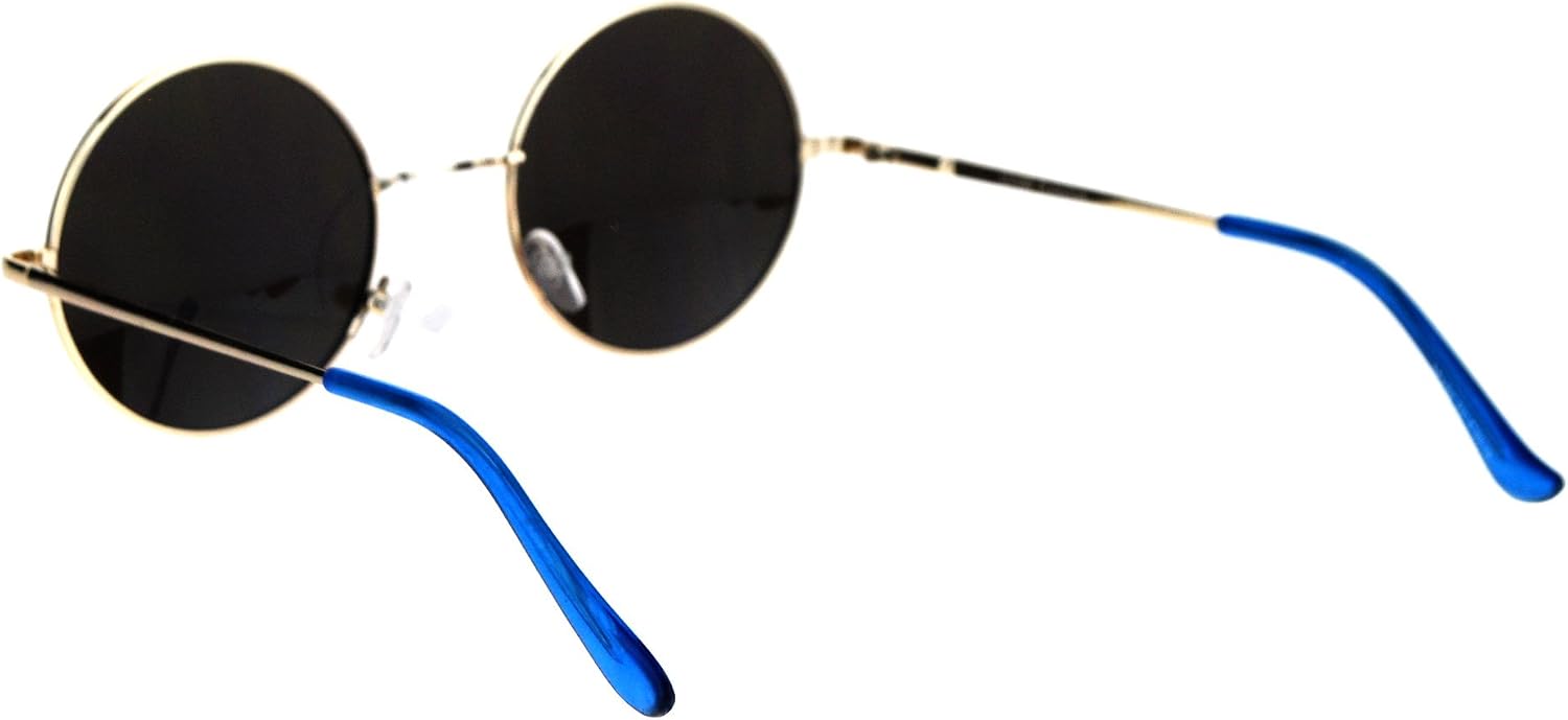 SA106 Reflective Color Mirrored Hippie Groove Round Circle Lens Retro Sunglasses