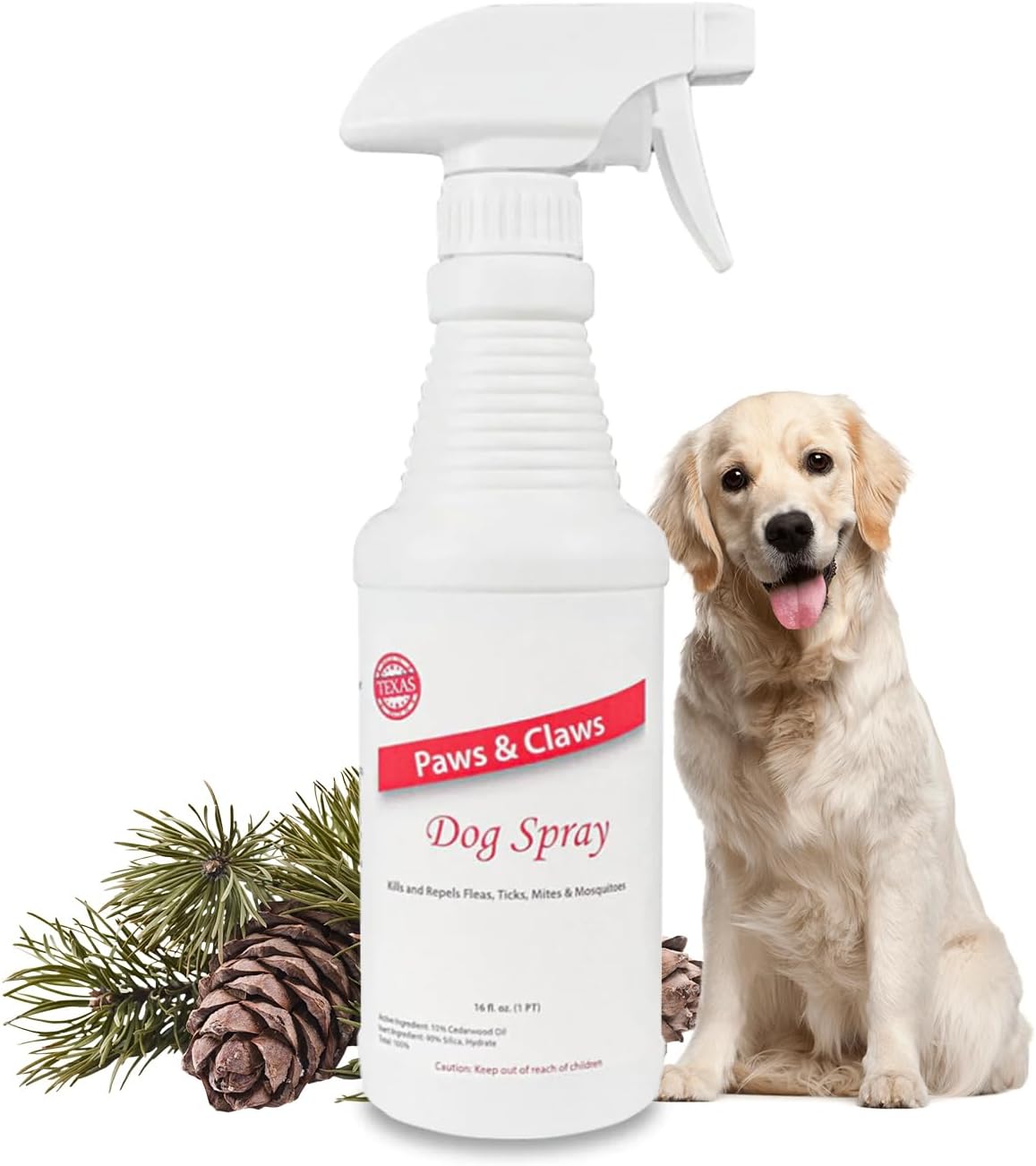 Paws and Claws Pet Spray - Natural Flea and Tick Repellent with Cedar Oil - Effective and Safe Pest Control for Dogs and Cats, Helps Repels Fleas, Ticks, and Mites, Pet Friendly (1 Gallon)